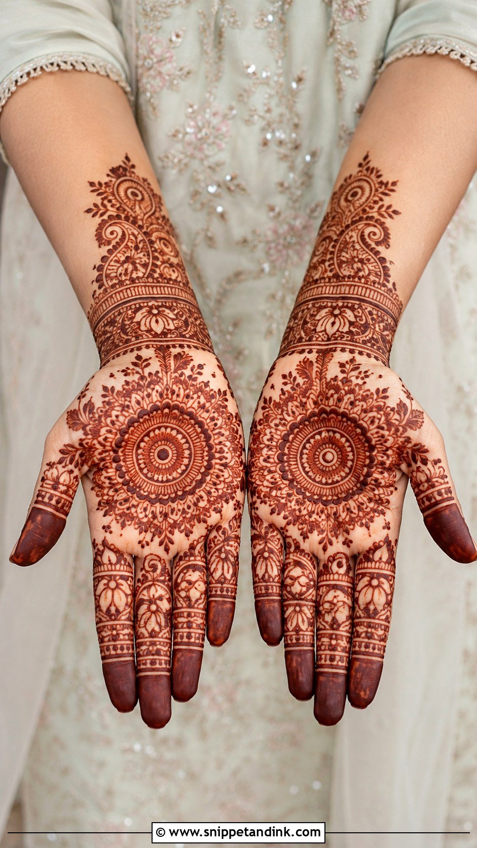 Full Hand Front Side Mehndi Design - Snippet and Ink - 30 Full Mehndi Designs