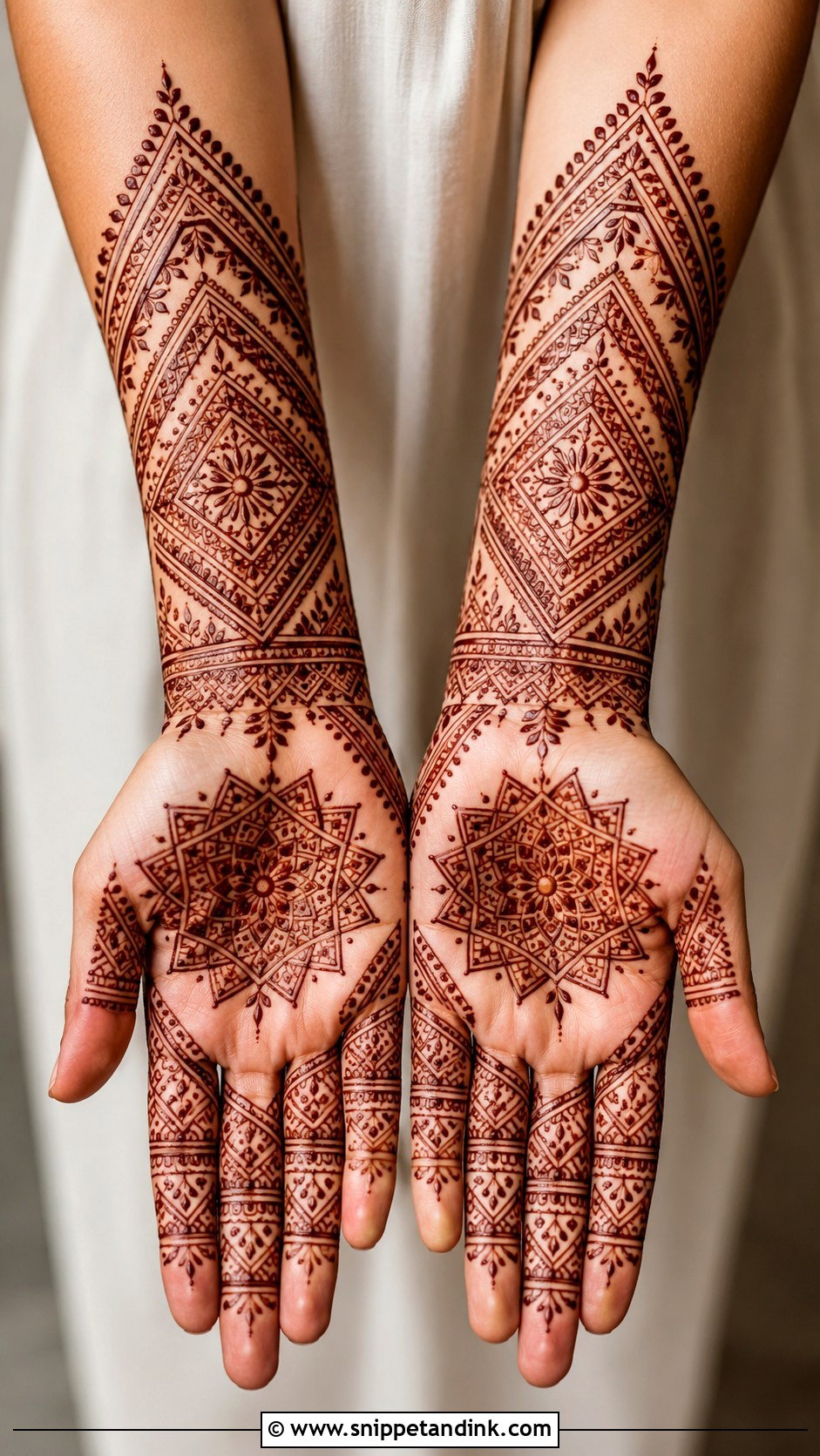 Full Hand Geometric Mehndi Design - Snippet and Ink - 35 Latest Full Hand Mehndi Designs