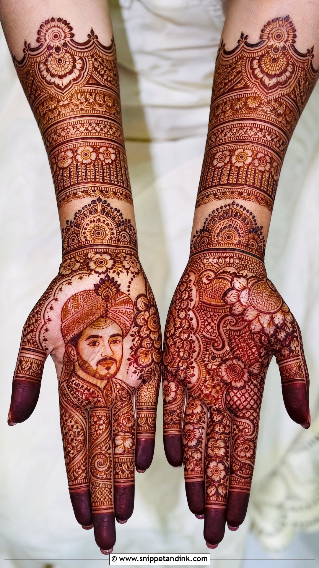 Full Hand Groom Face Mehndi Design - Snippet and Ink - 25 Groom Face Mehndi Designs