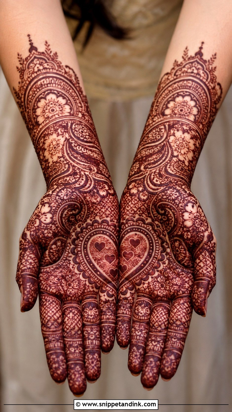 Full Hand Heart Mehndi Design - Snippet and Ink - 30 Heart Mehndi Designs