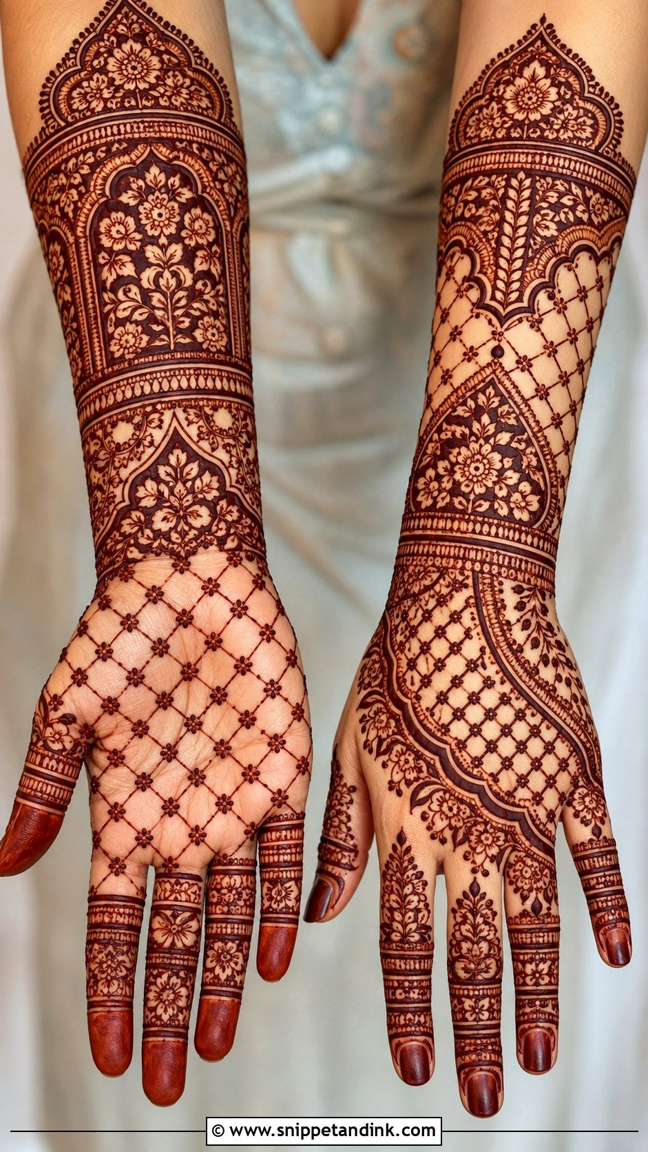 Full Hand Jaali Mehndi Design - Snippet and Ink - 35 Latest Full Hand Mehndi Designs