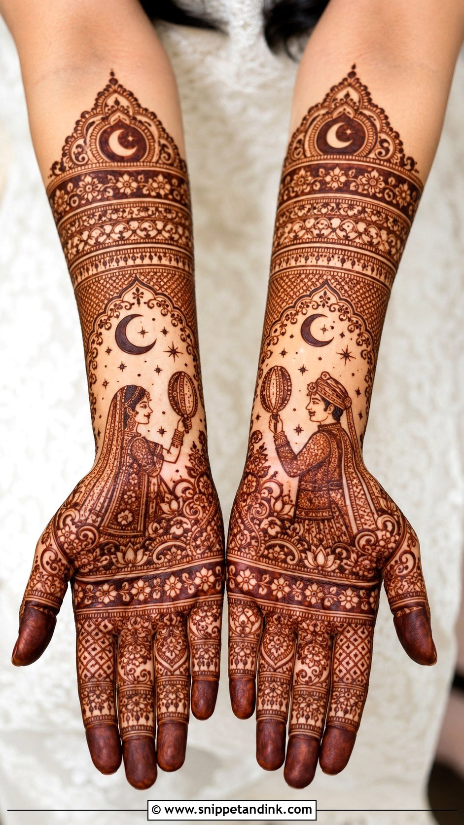 Full Hand Karwa Chauth Mehndi Design - Snippet and Ink - 35 Full Hand Mehndi Designs