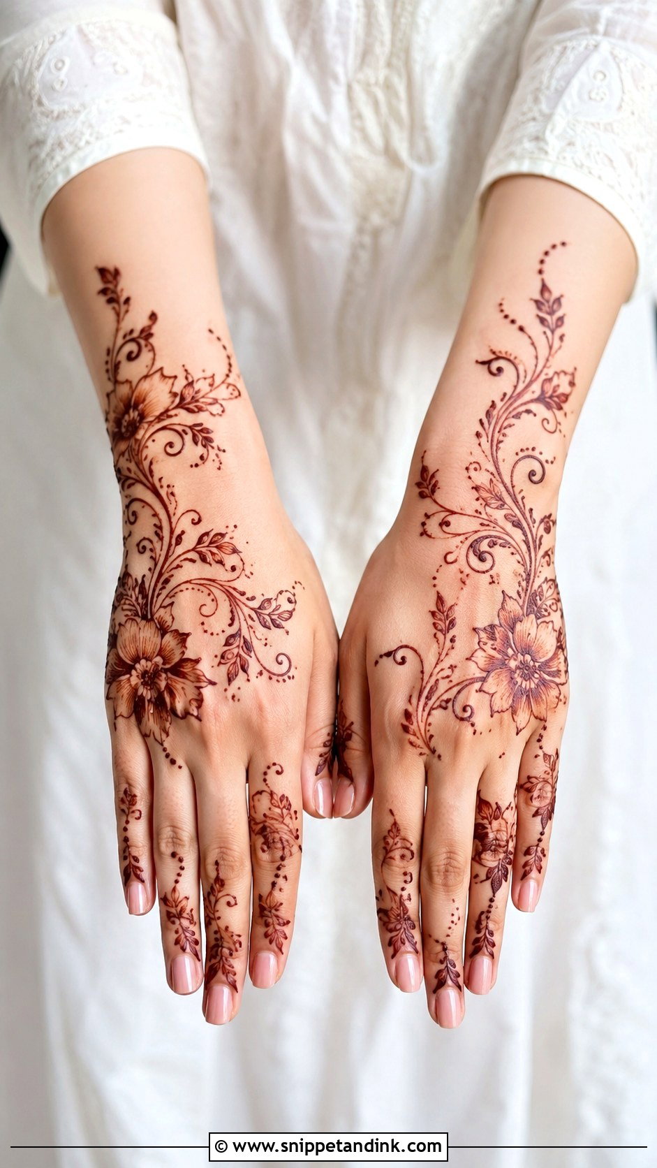 Full Hand Khafif Mehndi Design - Snippet and Ink - 35 Full Hand Mehndi Designs