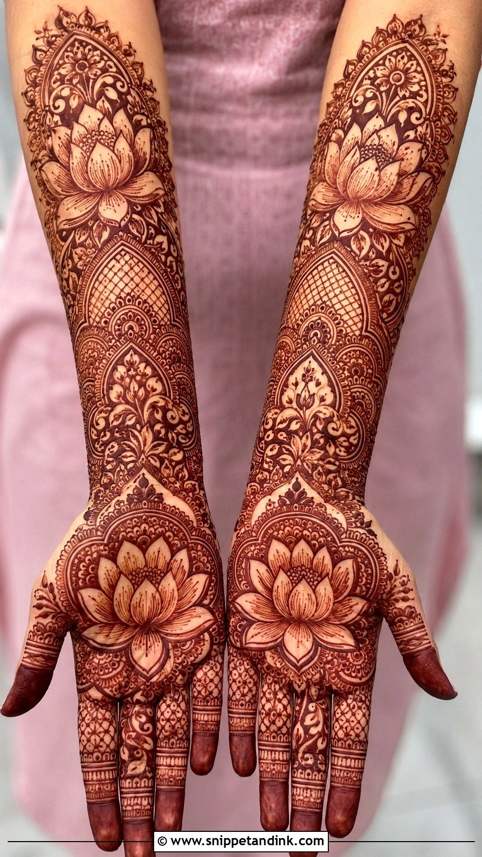 Full Hand Lotus Mehndi Design - Snippet and Ink - 35 Full Hand Mehndi Designs