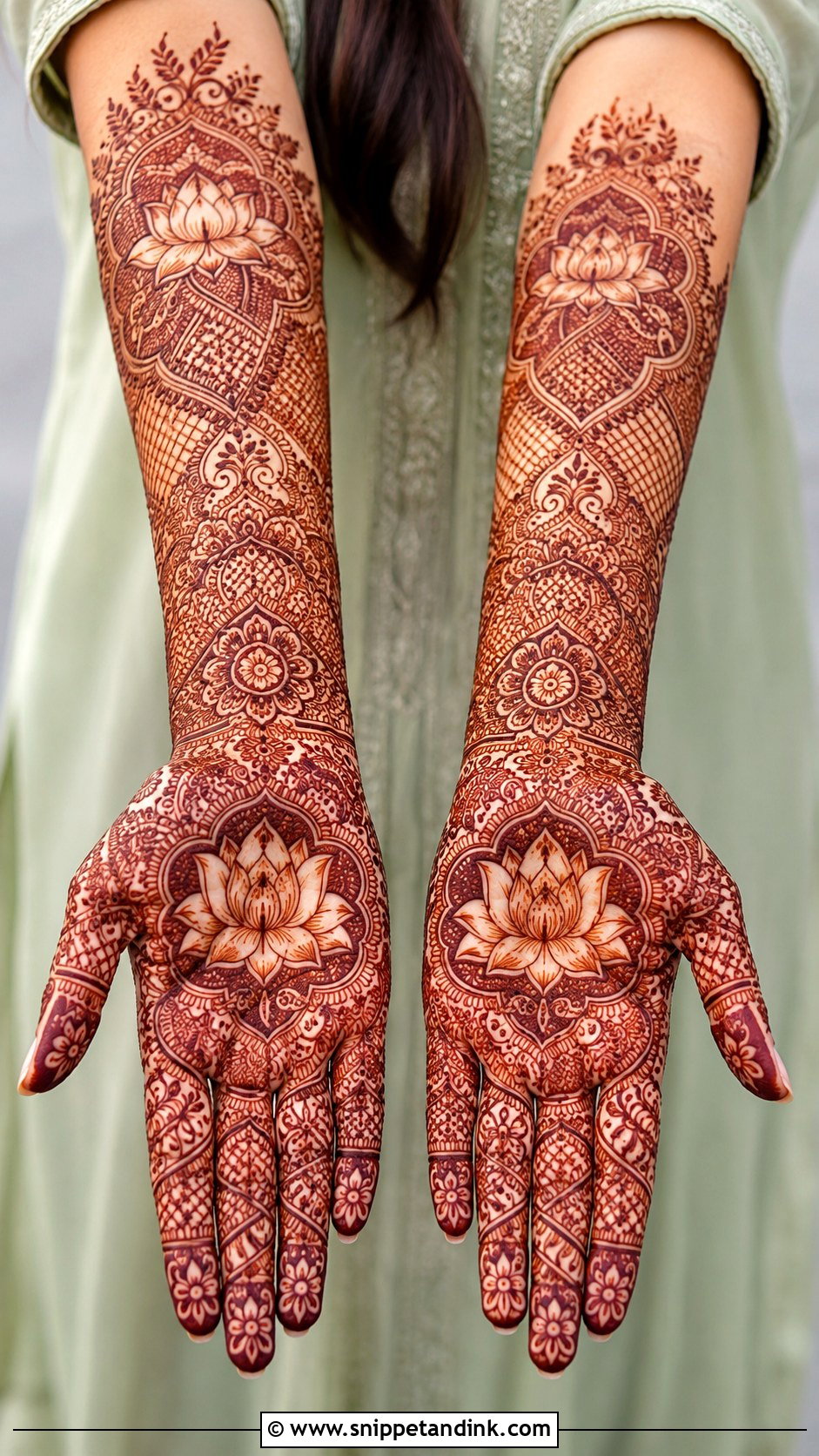 Full Hand Lotus Mehndi Design - Snippet and Ink - 35 Lotus Mehndi Design Ideas