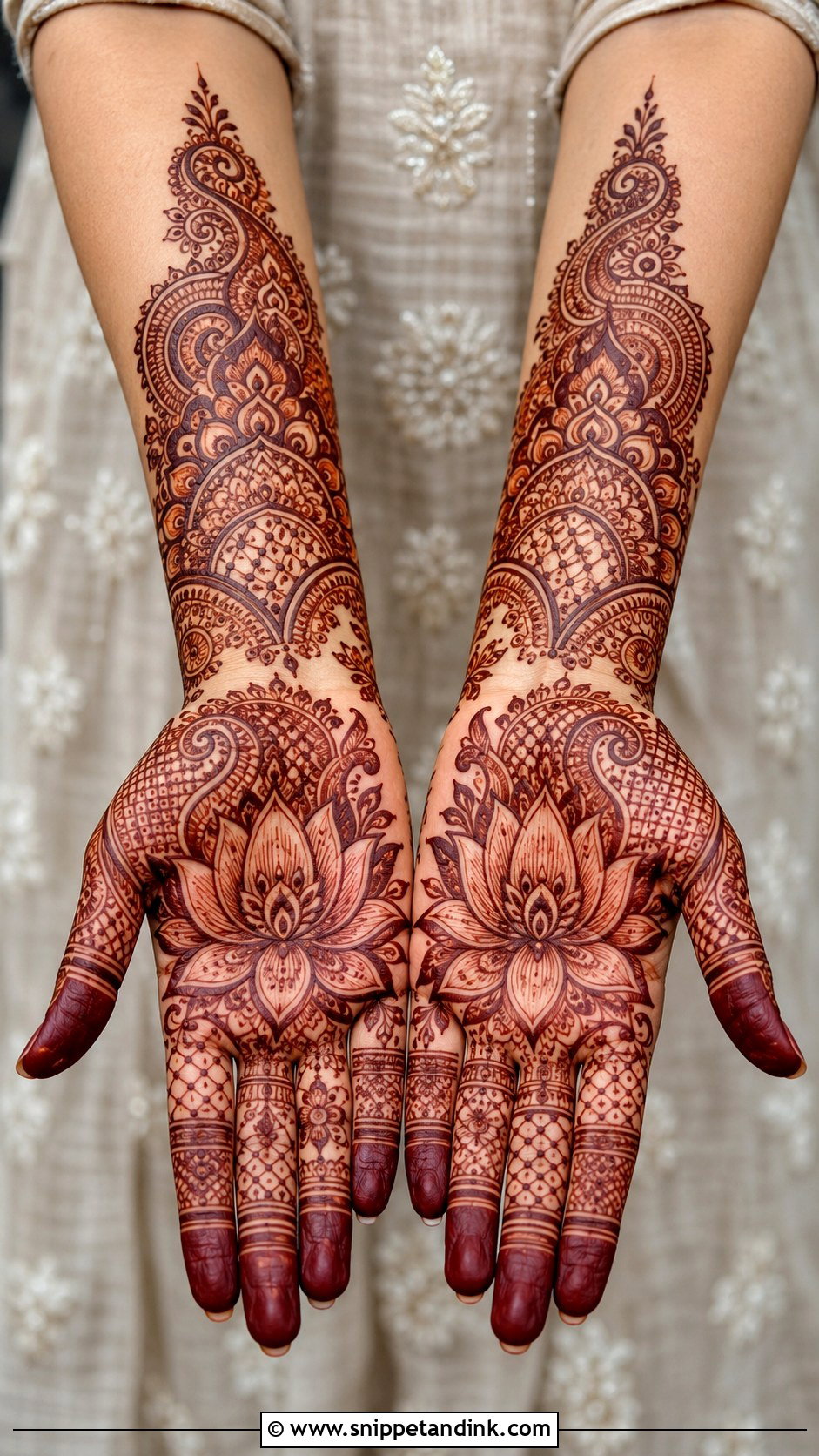 Full Hand Lotus Mehndi Design - Snippet and Ink - 30 Full Mehndi Designs