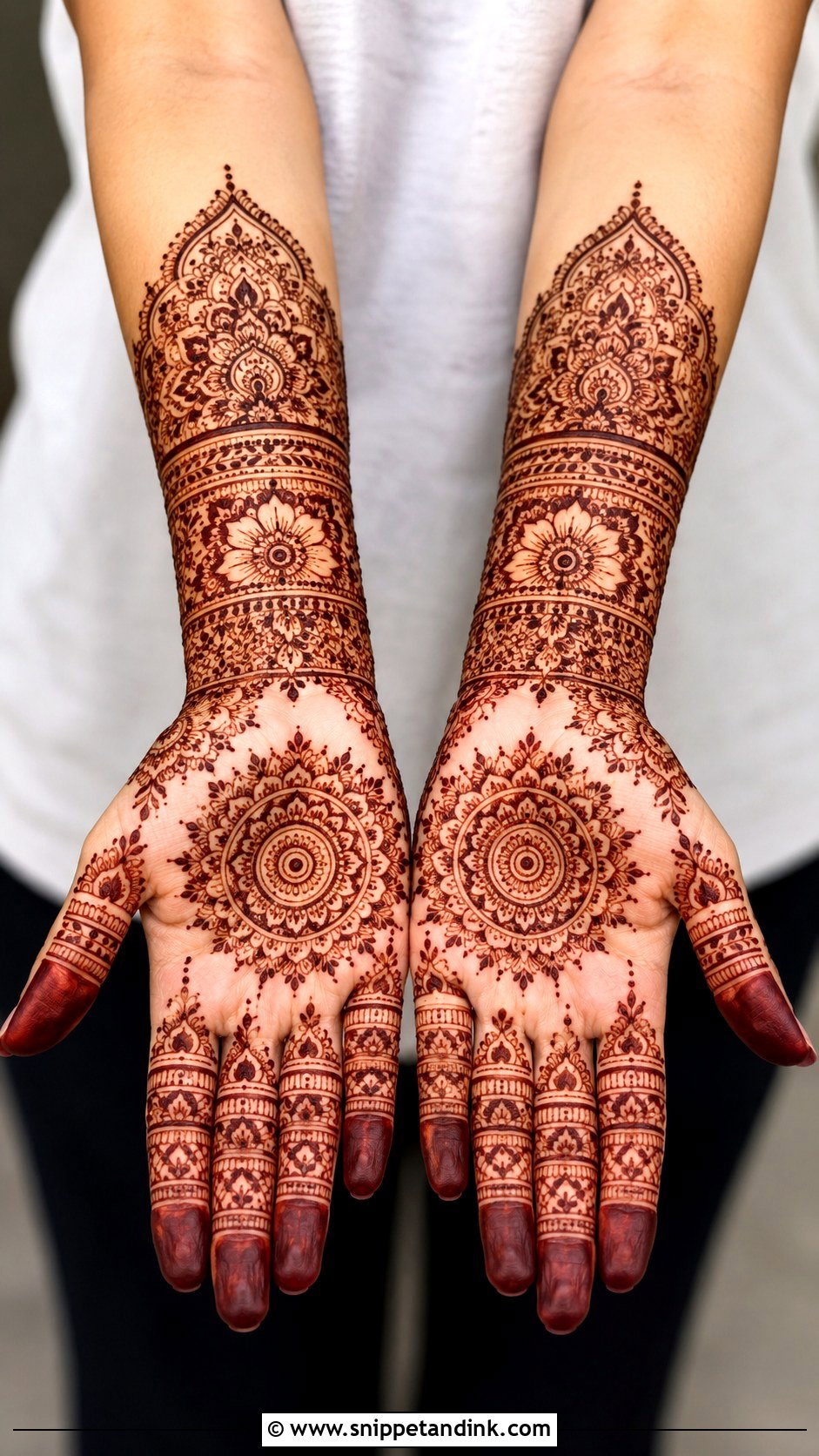 Full Hand Mehndi Design Front Side - Snippet and Ink - 35 Full Hand Mehndi Designs