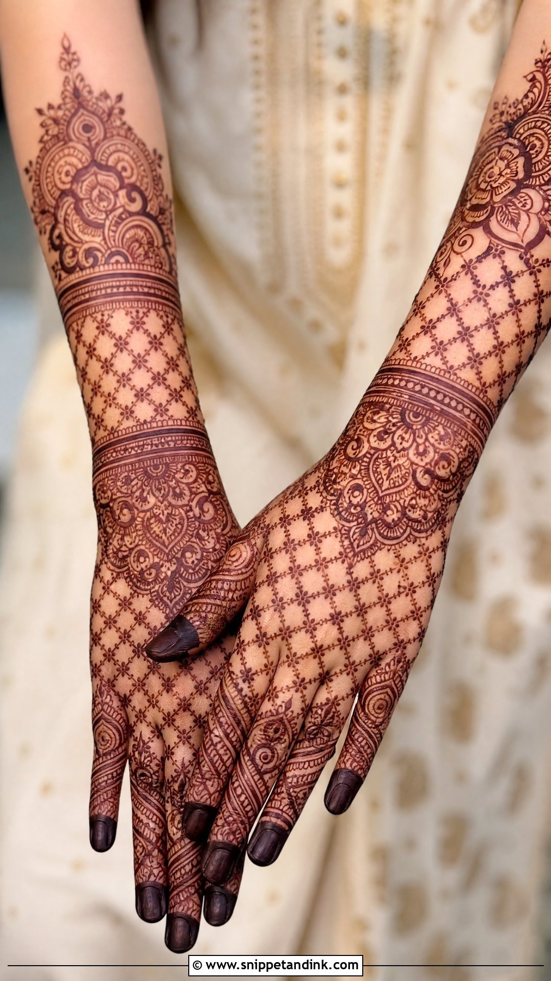 Full Hand Mehndi Design With Jaali - Snippet and Ink - 30 Best Beautiful Full Hand Mehndi Designs