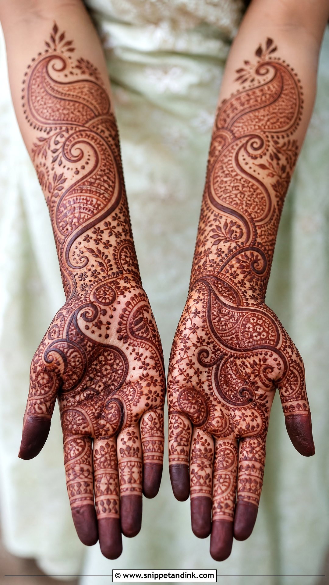 Full Hand Mehndi Design With Paisley - Snippet and Ink - 30 Best Beautiful Full Hand Mehndi Designs