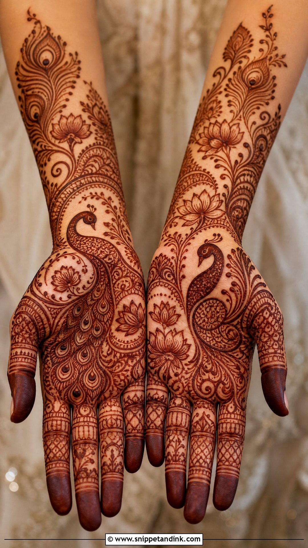 Full Hand Mehndi Design With Peacock - Snippet and Ink - 30 Best Beautiful Full Hand Mehndi Designs