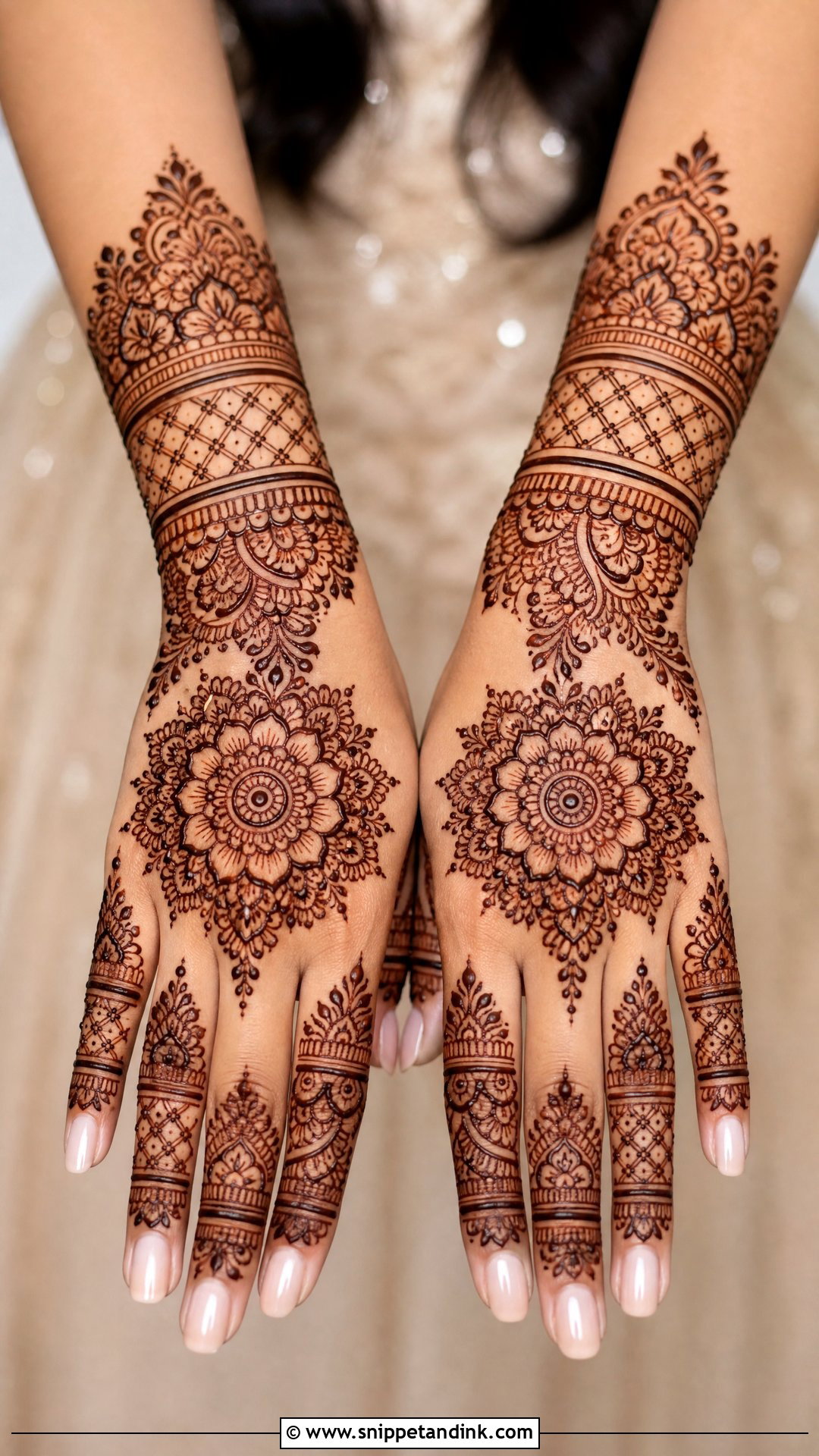 Full Hand Mehndi Design With Wrist Cuff - Snippet and Ink - 30 Best Beautiful Full Hand Mehndi Designs