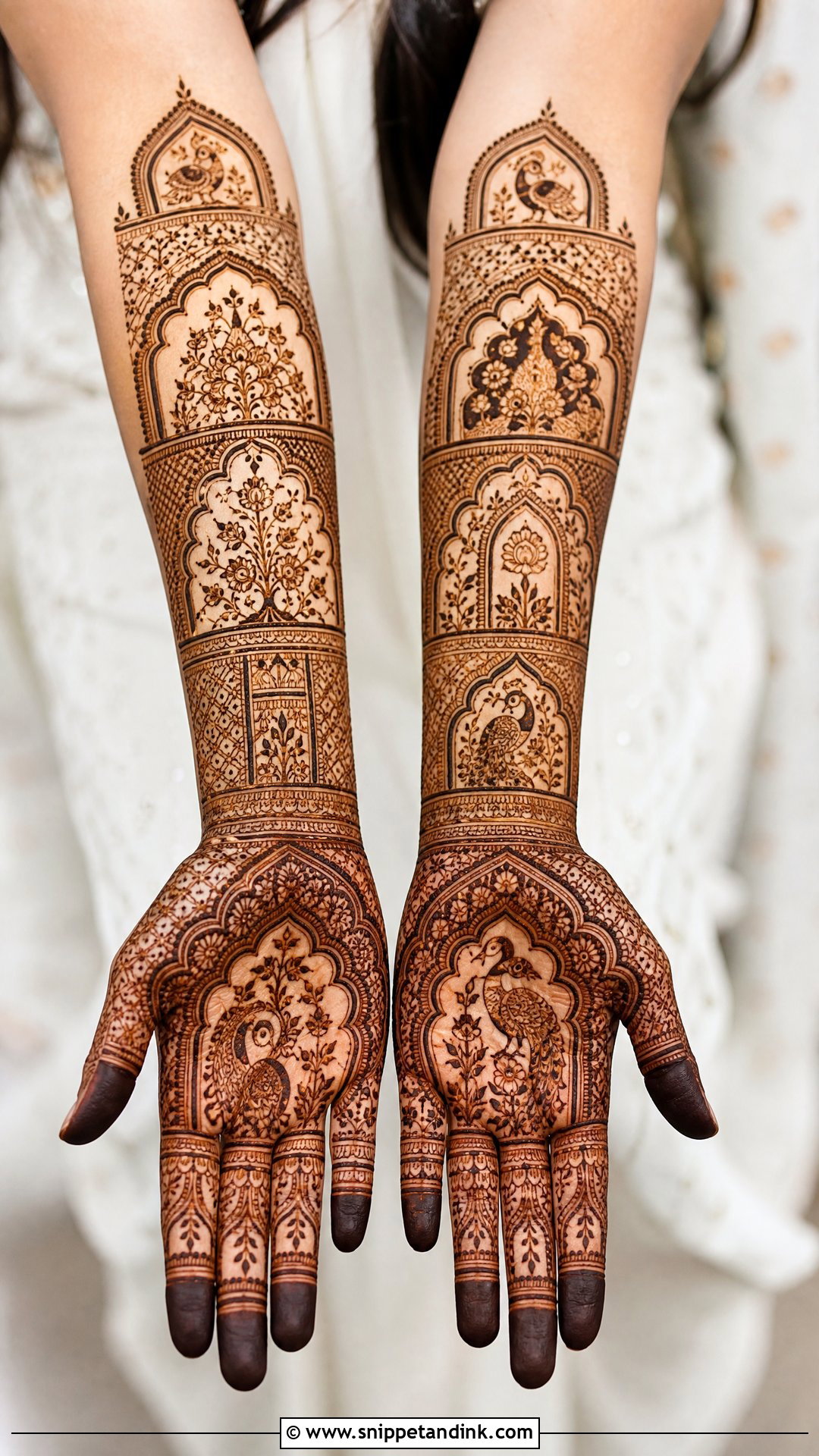 Full Hand Mehrab Mehndi Design - Snippet and Ink - 30 Mehrab Mehndi Design Ideas