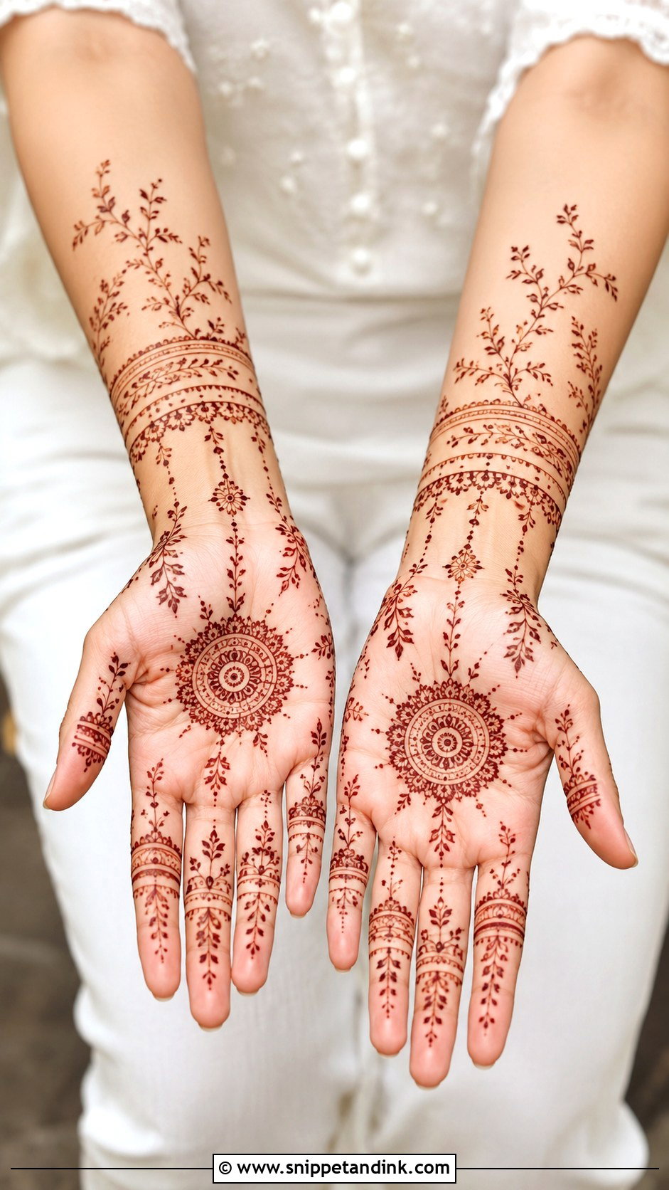 Full Hand Minimal Mehndi Design - Snippet and Ink - 35 Latest Full Hand Mehndi Designs