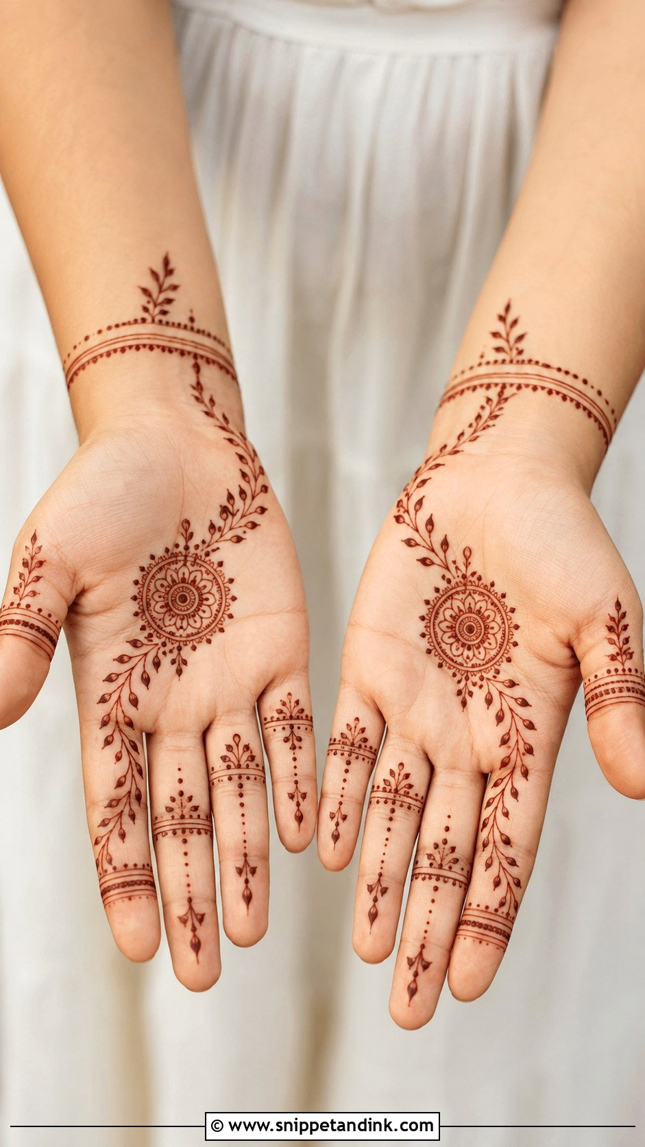 Full Hand Minimal Mehndi Design - Snippet and Ink - 30 Full Mehndi Designs