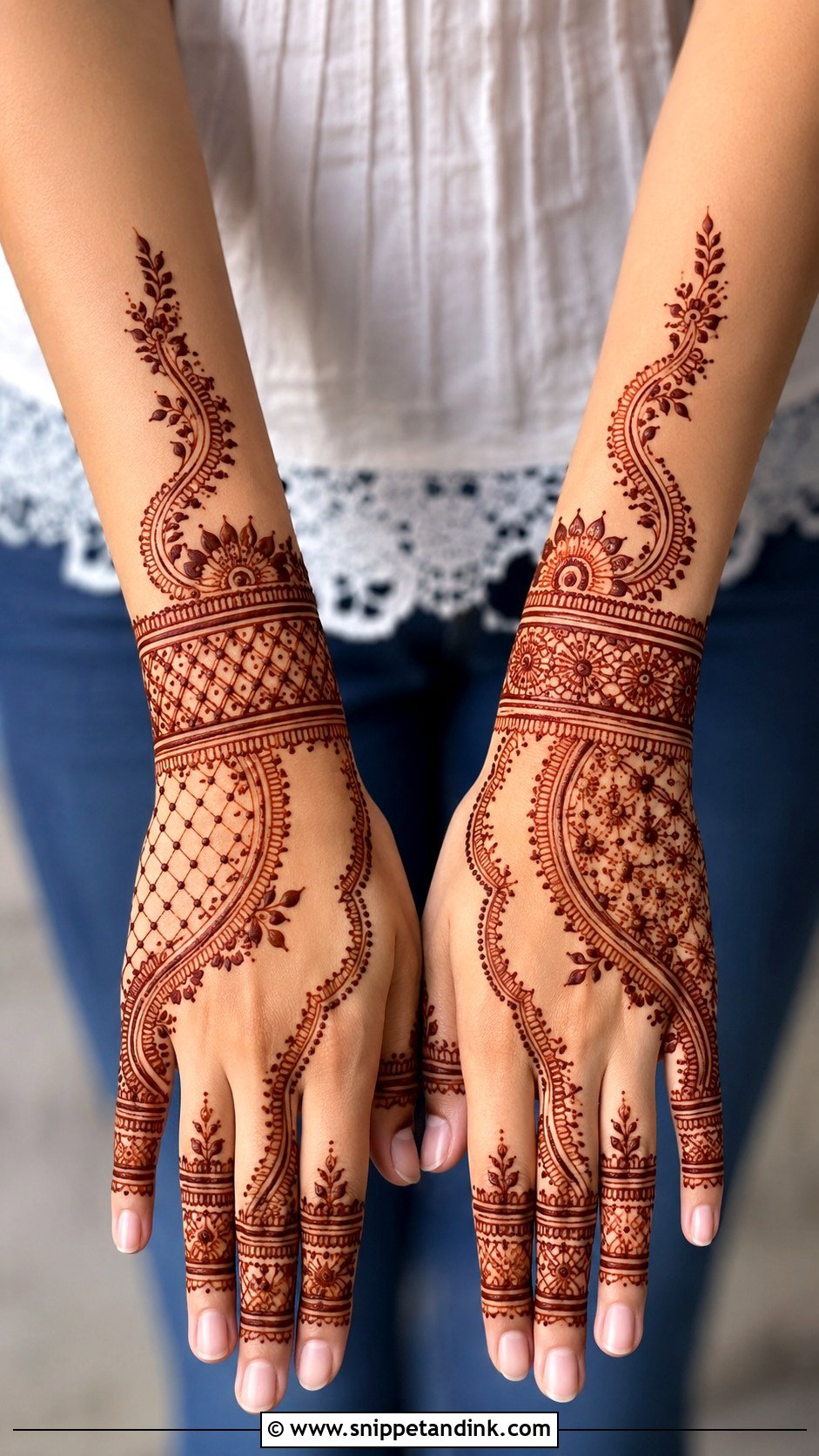 Full Hand Modern Mehndi Design - Snippet and Ink - 35 Full Hand Mehndi Designs