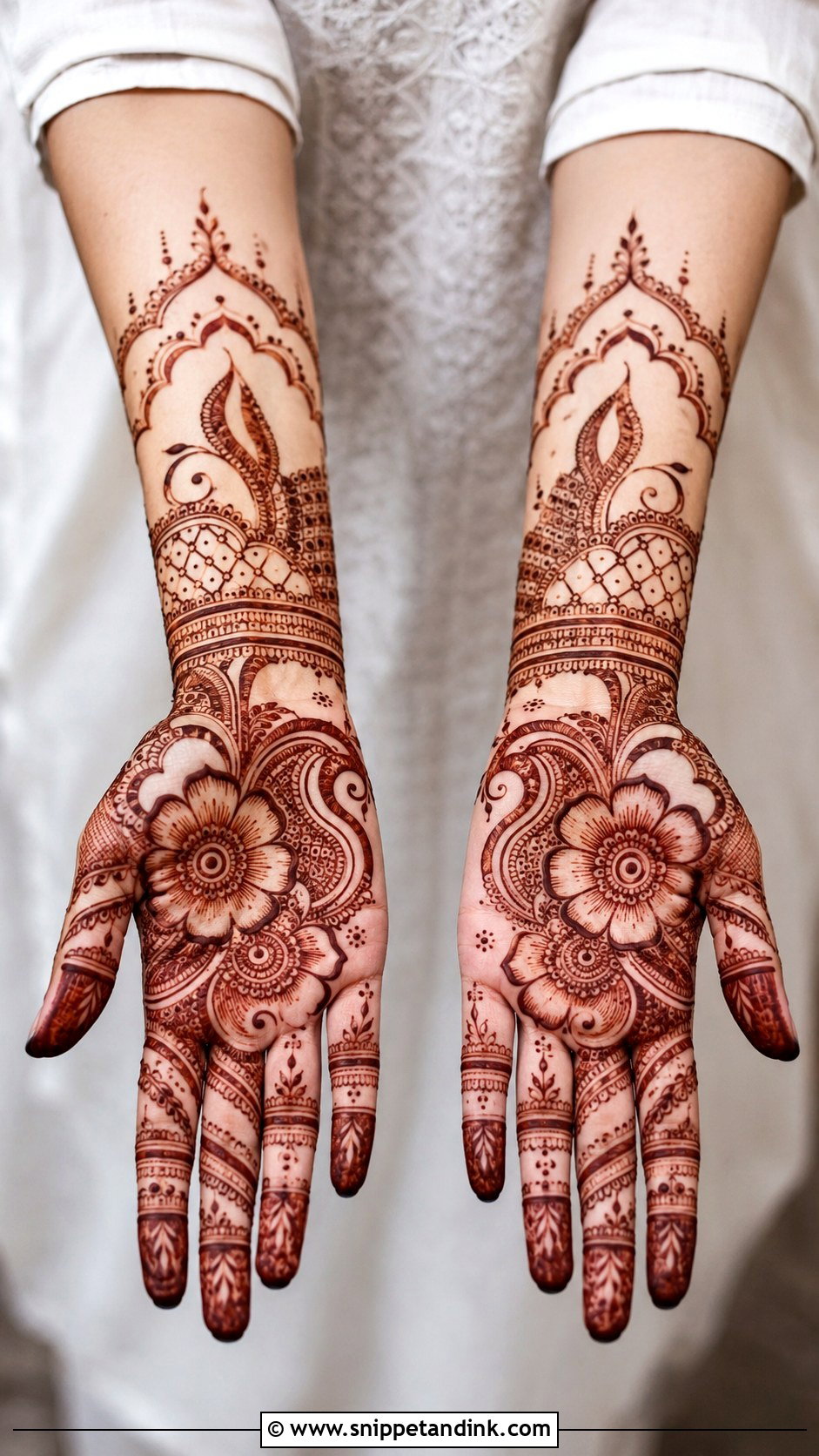 Full Hand Negative Space Mehndi Design - Snippet and Ink - 35 Latest Full Hand Mehndi Designs
