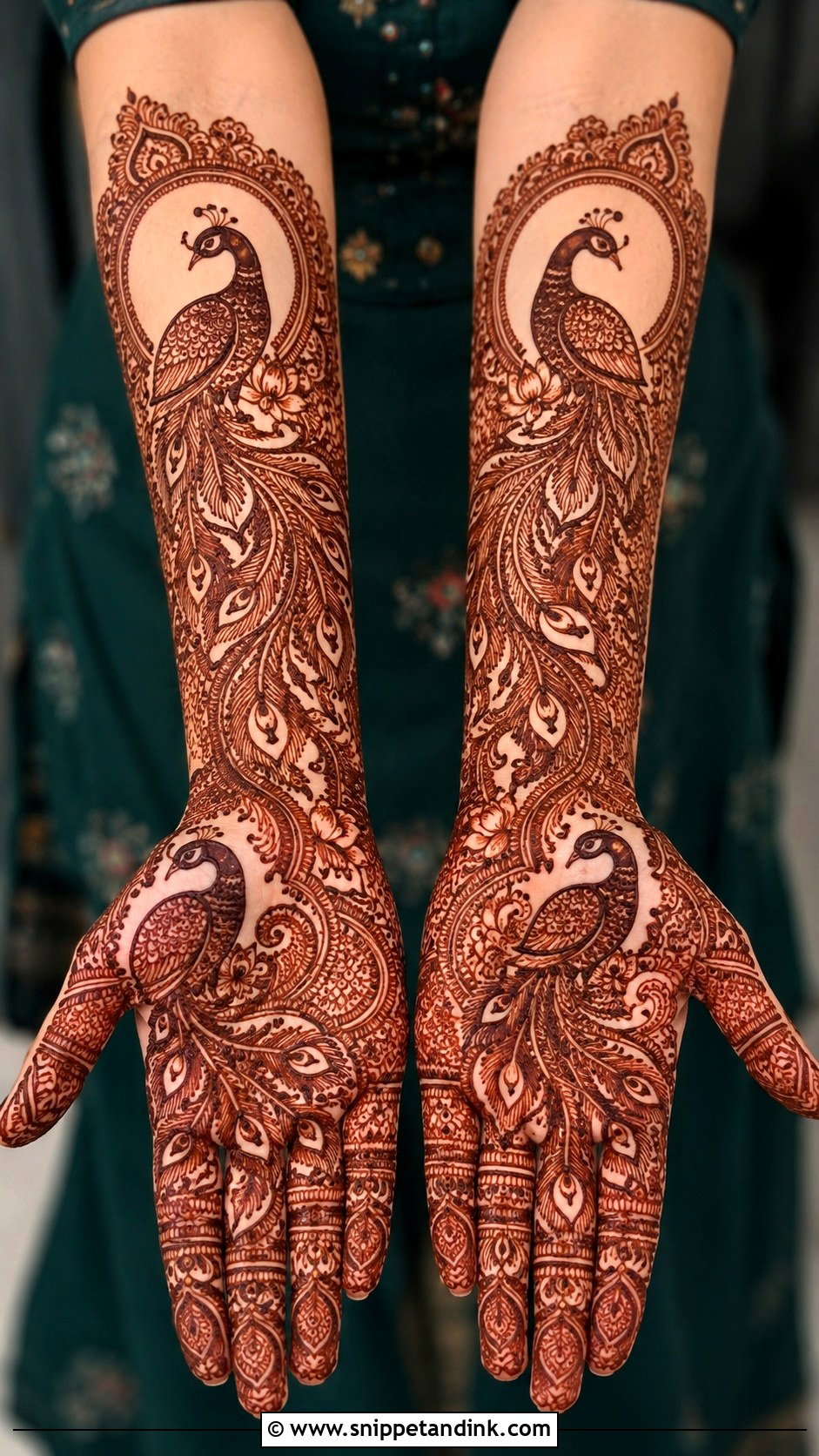Full Hand Peacock Mehndi Design - Snippet and Ink - 35 Latest Full Hand Mehndi Designs