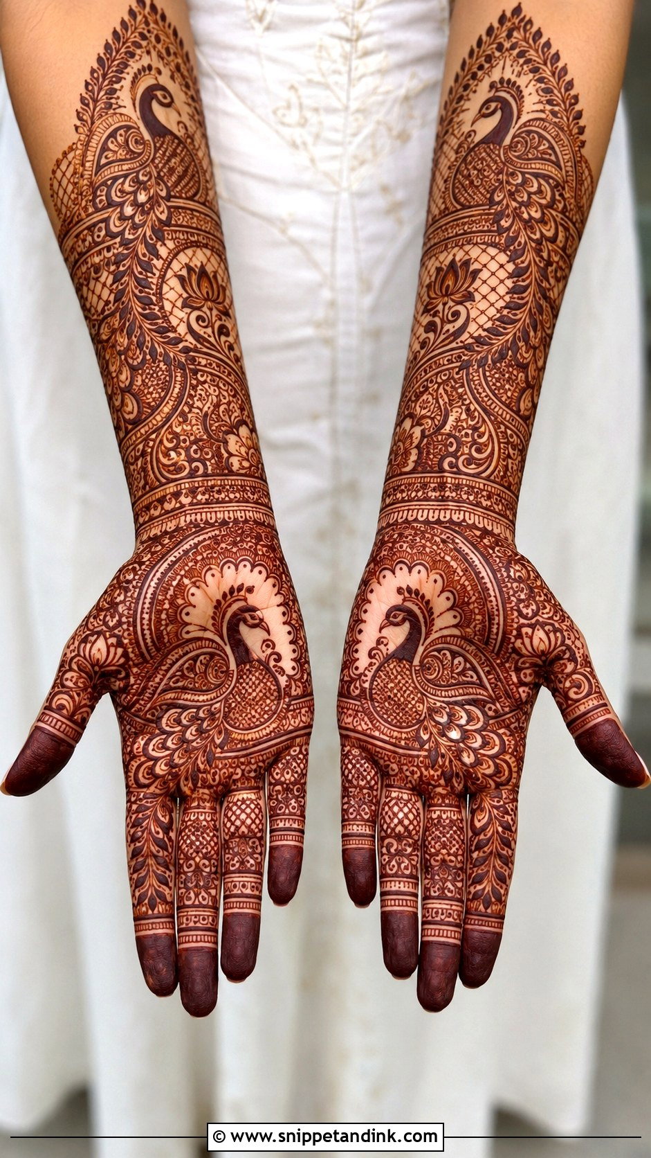 Full Hand Peacock Mehndi Design - Snippet and Ink - 30 Full Mehndi Designs