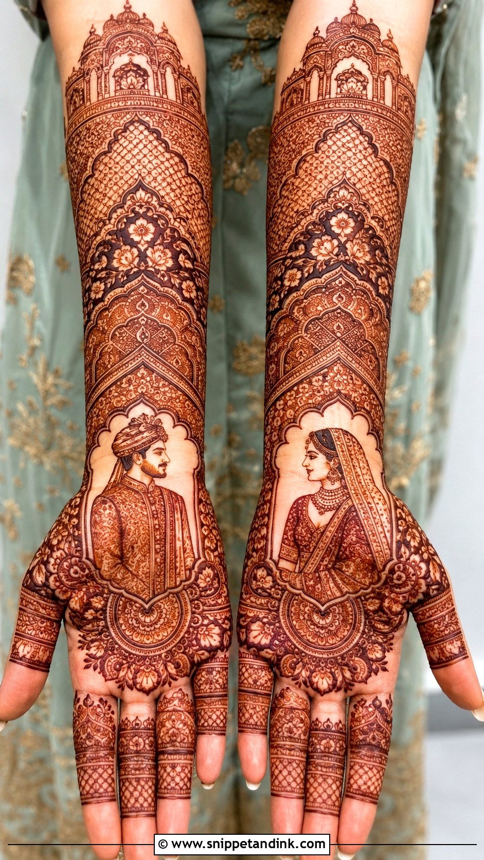 Full Hand Portrait Mehndi Design - Snippet and Ink - 35 Latest Full Hand Mehndi Designs