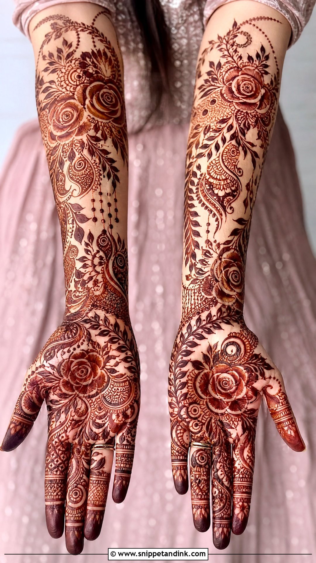 Full Hand Rose Bridal Mehndi Design - Snippet and Ink - 20 Rose Full Hand Bridal Mehndi Designs