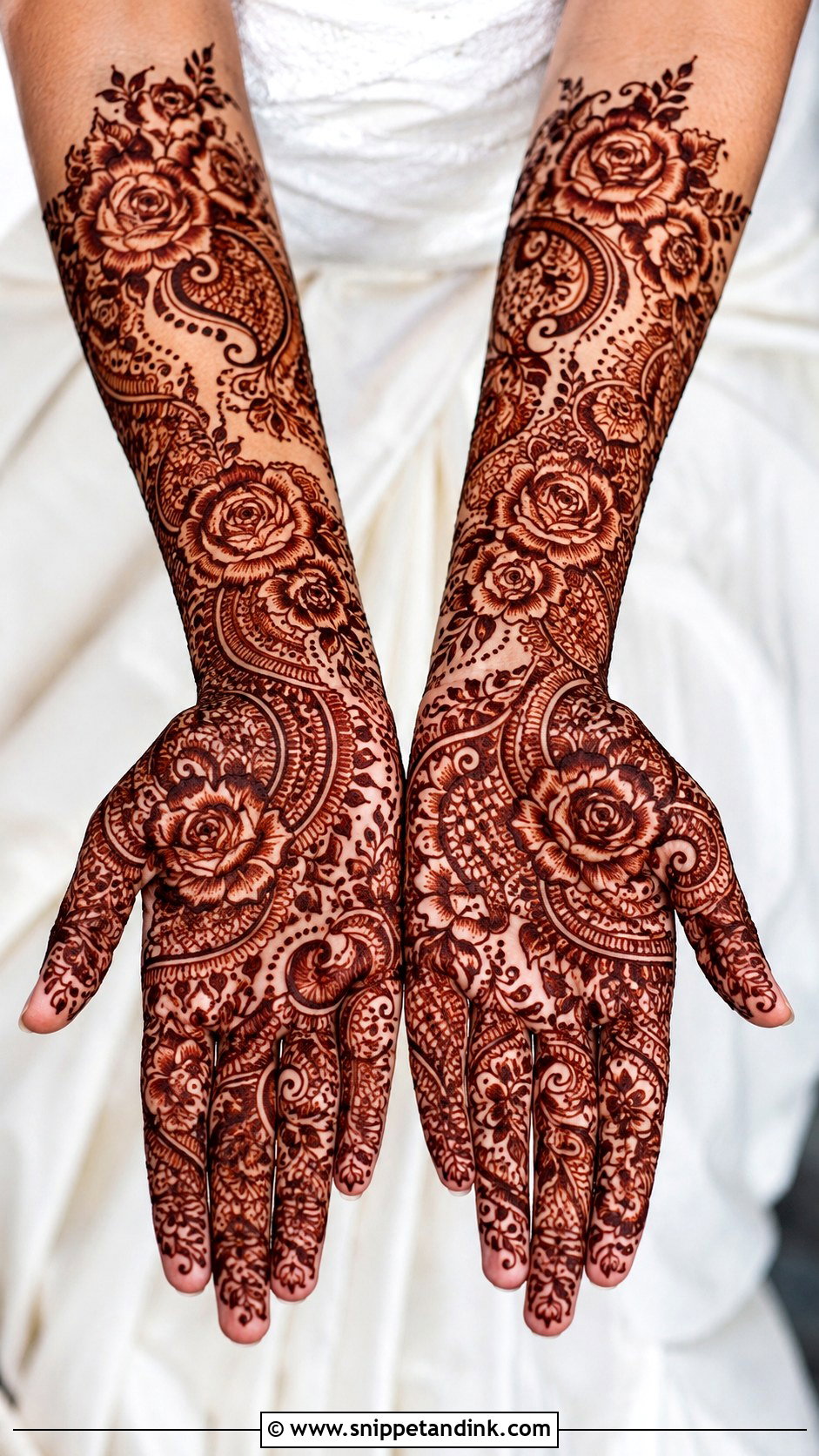 Full Hand Rose Mehndi Design - Snippet and Ink - 35 Rose Mehndi Designs