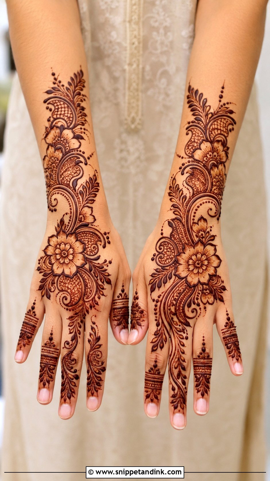 Full Hand Shaded Mehndi Design - Snippet and Ink - 30 Full Mehndi Designs