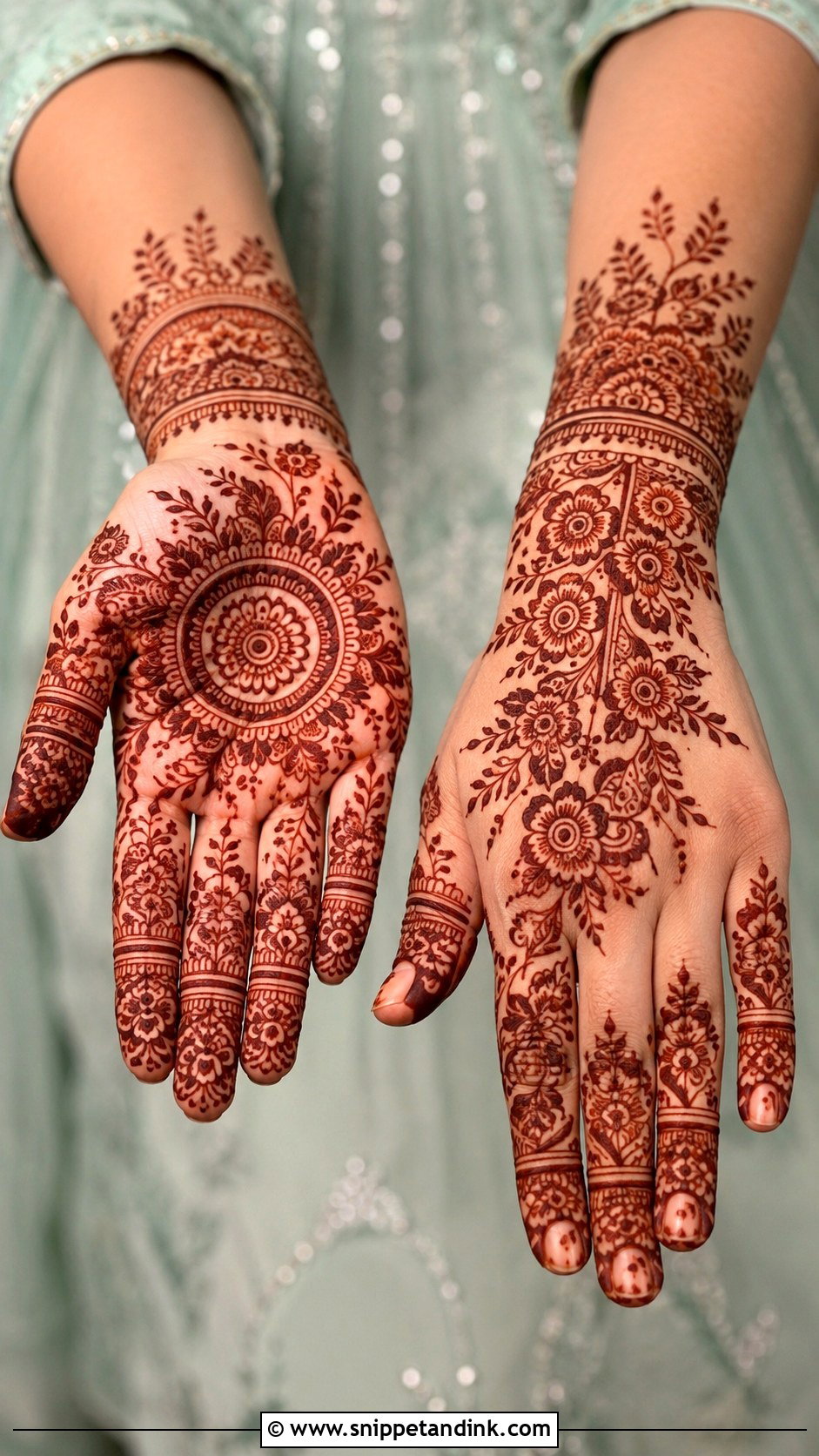 Full Hand Wedding Guest Mehndi Design - Snippet and Ink - 35 Full Hand Mehndi Designs