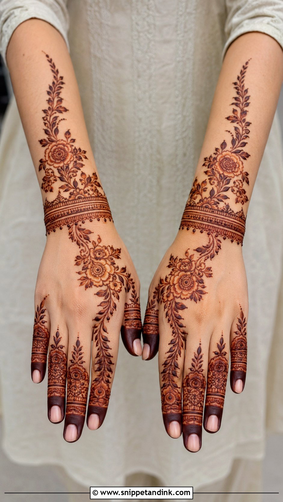 Full Hand Wedding Guest Mehndi Design - Snippet and Ink - 30 Full Mehndi Designs