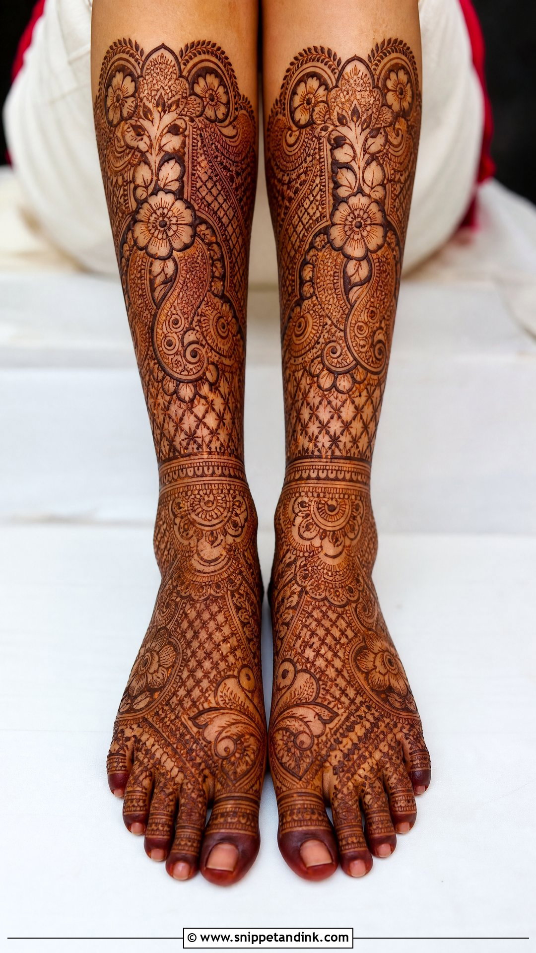 Full Leg Bridal Mehndi Design - Snippet and Ink - 20 Bridal Mehndi Designs for Leg