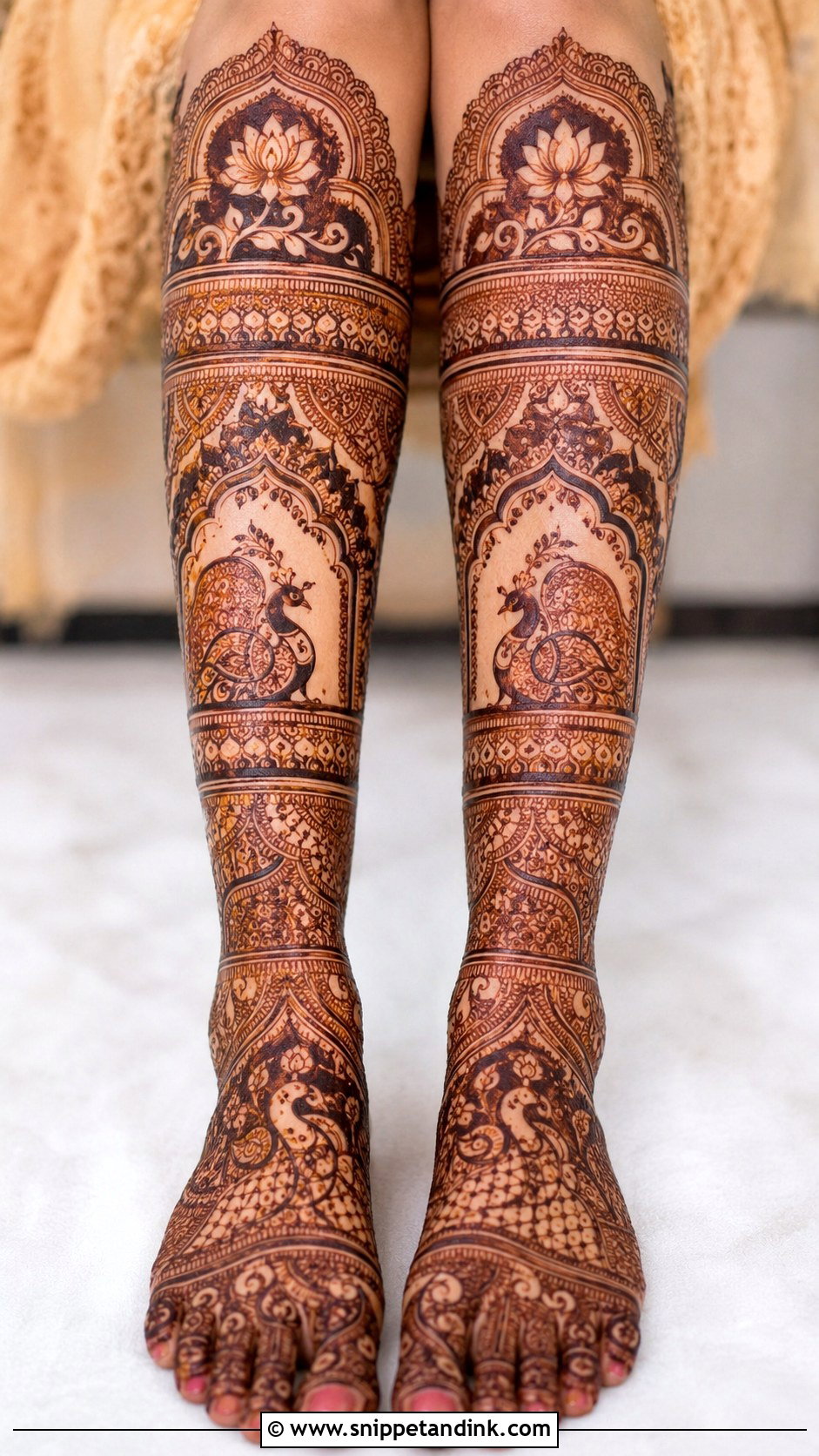 Full Leg Bridal Mehndi Design - Snippet and Ink - 30 Bridal Mehndi Designs for Foot