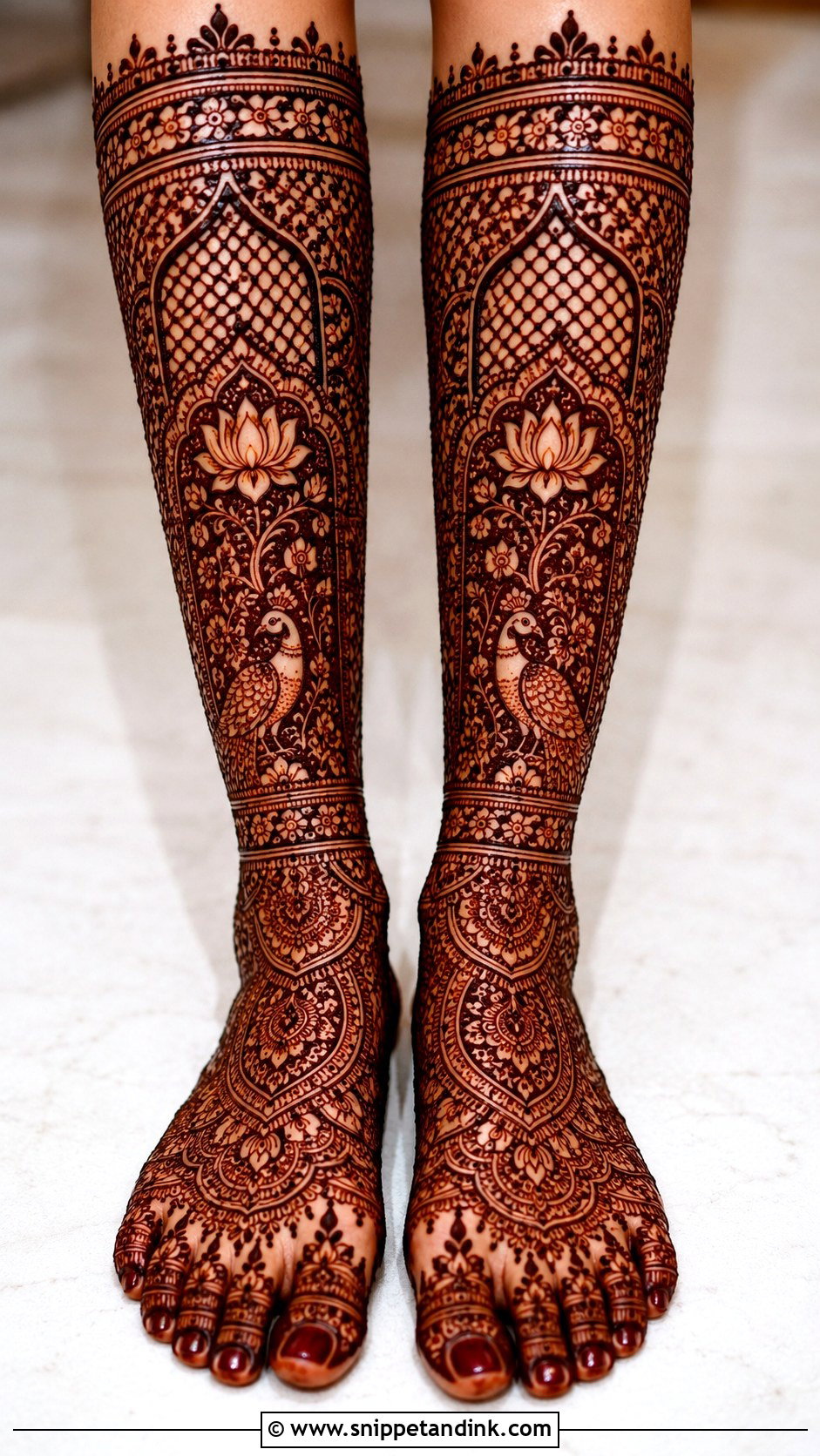 Full Leg Bridal Mehndi Design - Snippet and Ink - 35 Leg Mehndi Design Ideas