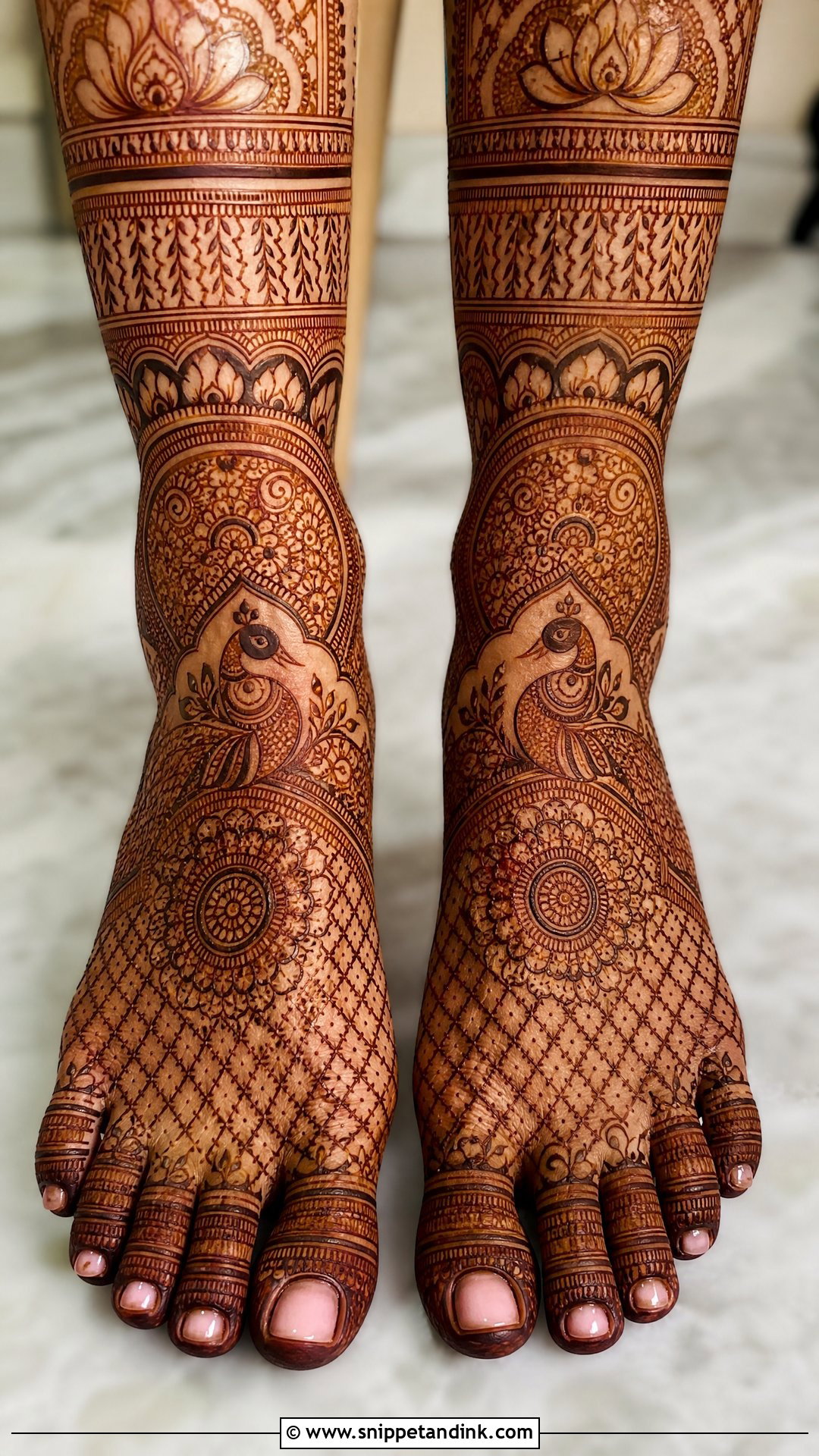 Full Leg Bridal Mehndi Design - Snippet and Ink - 35 Unique Mehndi Designs