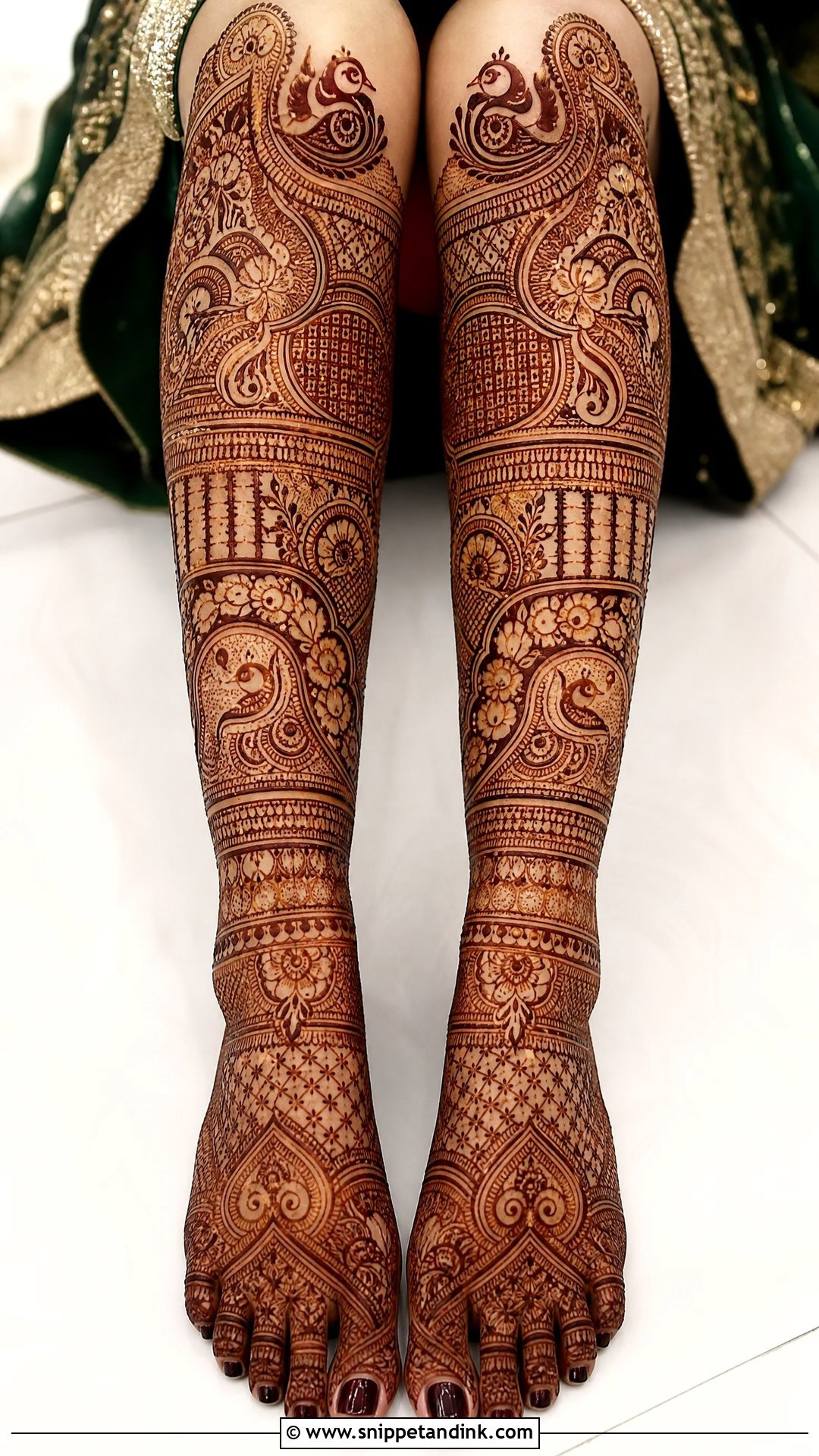 Full Leg Bridal Mehndi Design - Snippet and Ink - 20 Bridal Mehndi Mehandi Designs for Legs