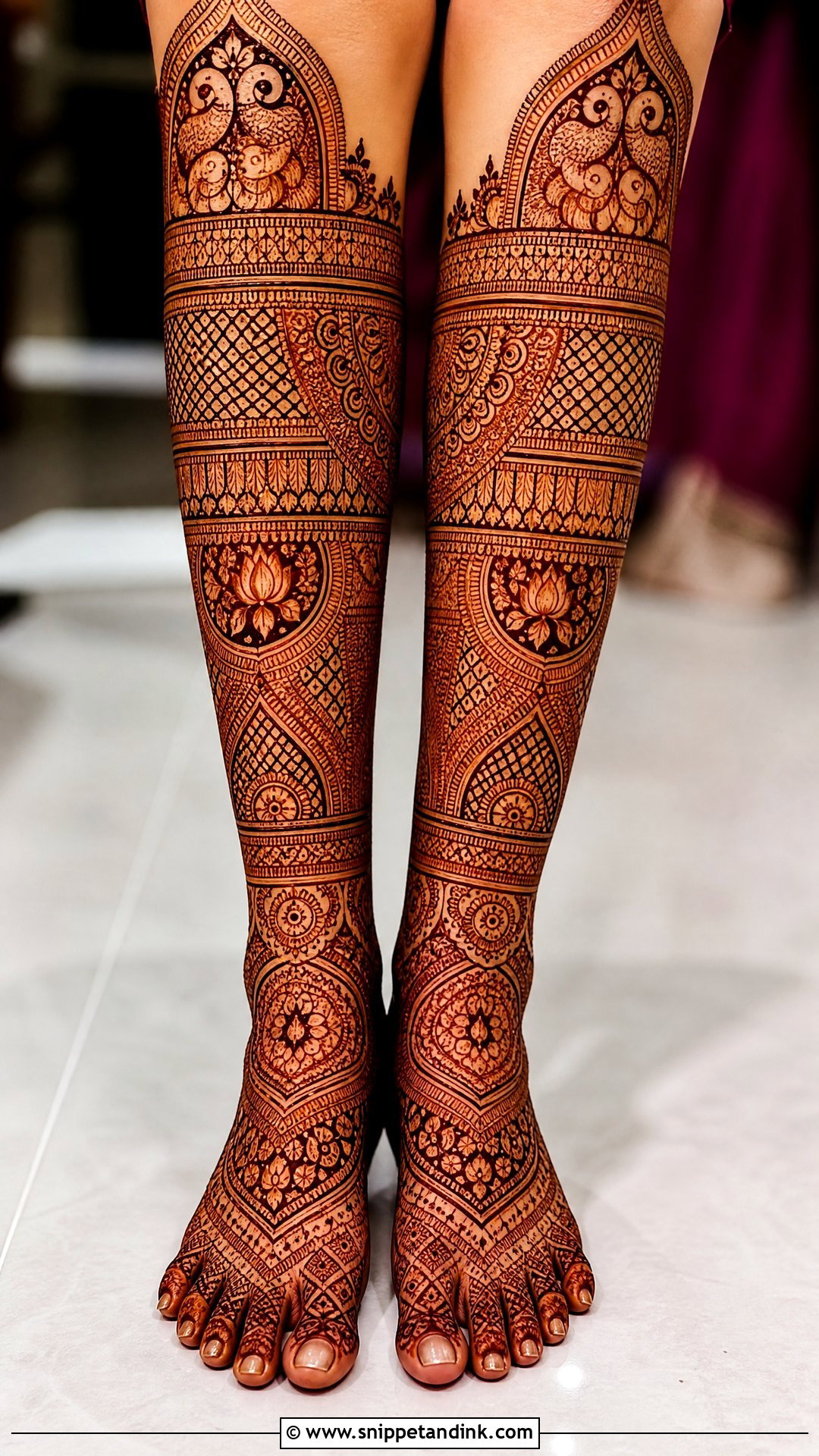 Full Leg Bridal Mehndi Design - Snippet and Ink - 20 Legs Bridal Mehndi Designs
