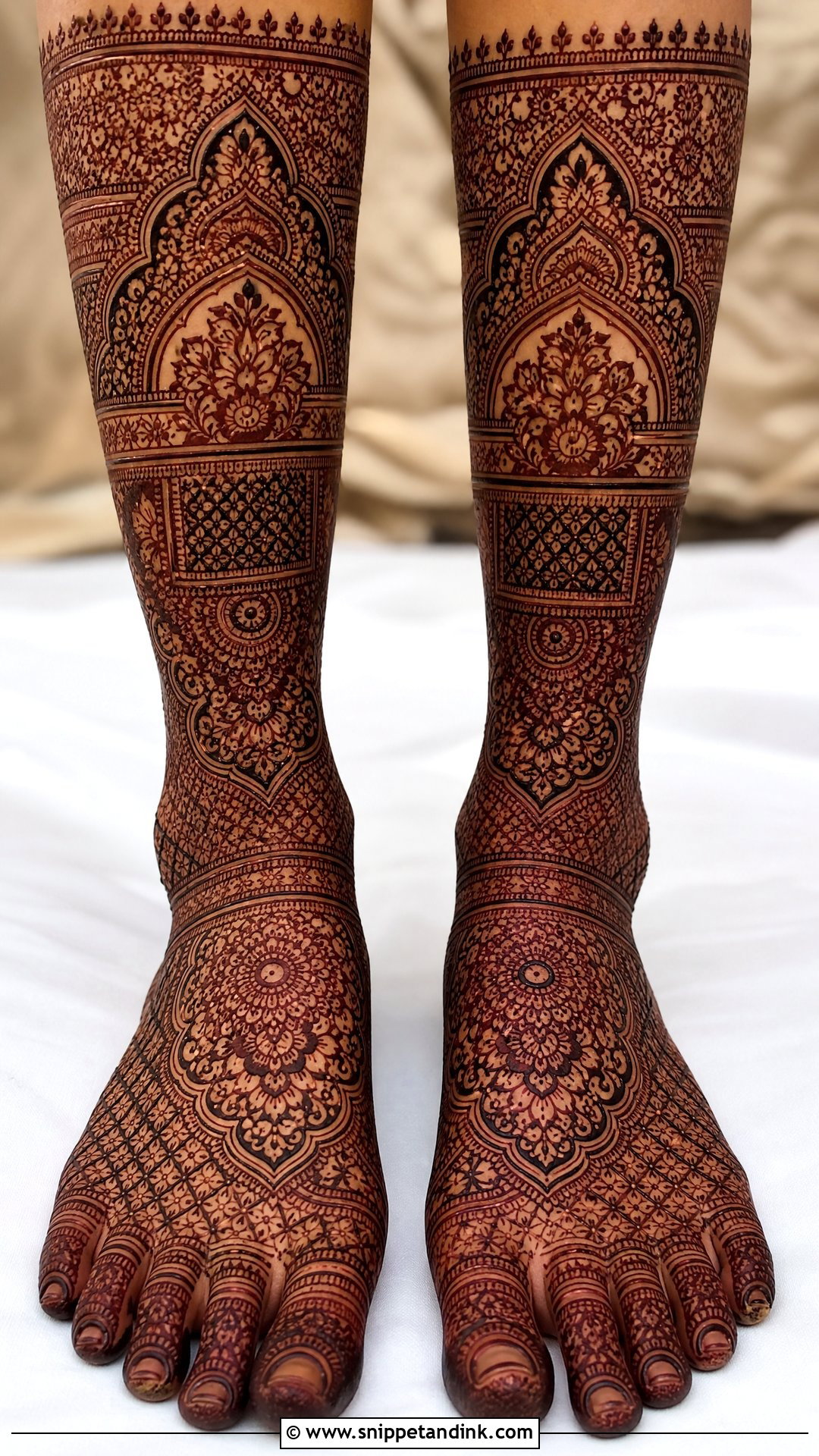 Full Leg Bridal Mehndi Design - Snippet and Ink - 30 Bridal Legs Mehndi Design Ideas