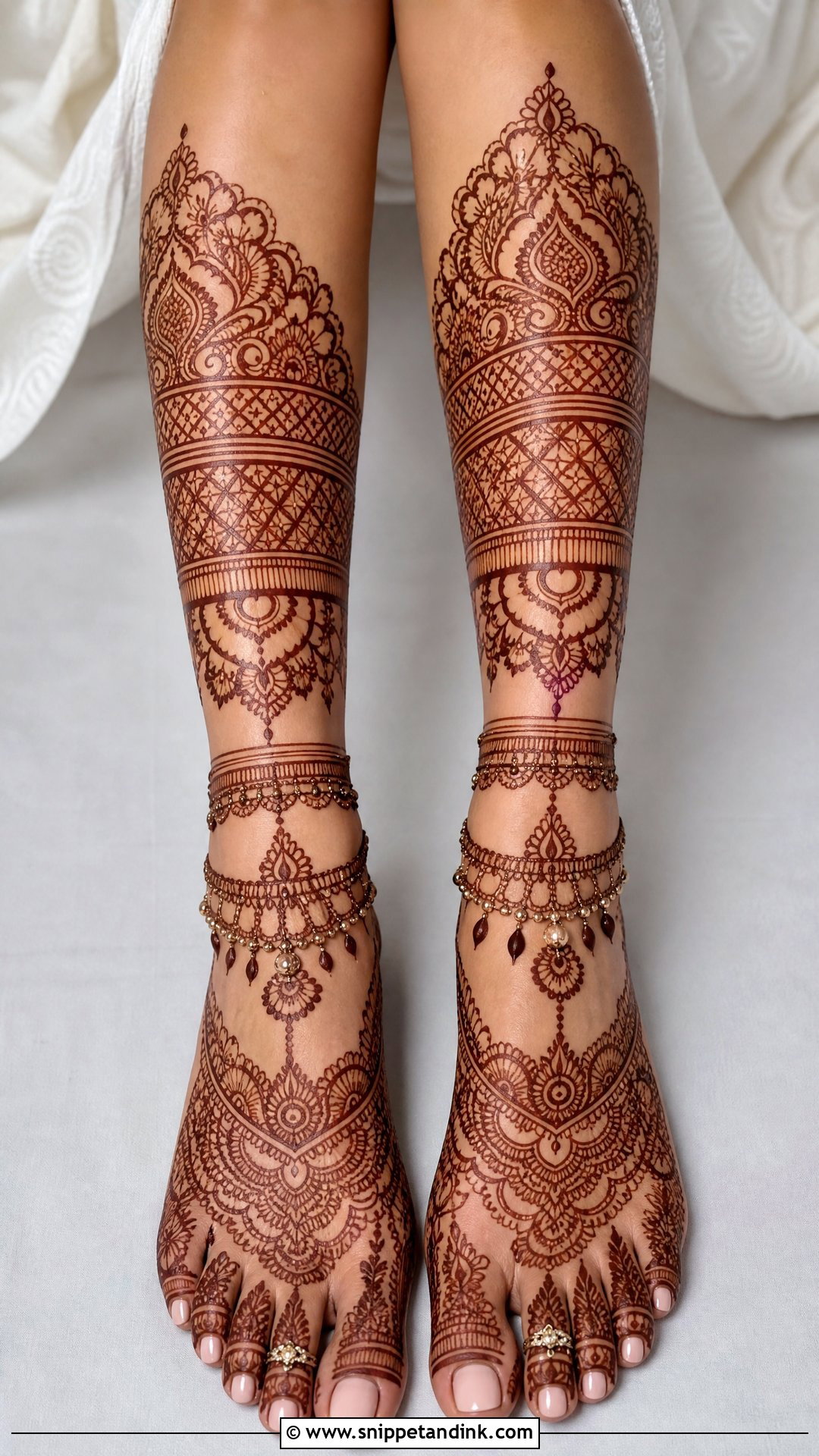 Full Leg Bridal Mehndi With Anklet Pattern - Snippet and Ink - 20 Bridal Full Legs Mehndi Design Ideas