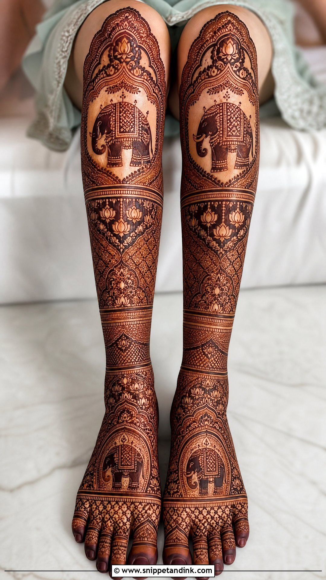 Full Leg Bridal Mehndi With Elephant Motif - Snippet and Ink - 20 Bridal Full Legs Mehndi Design Ideas