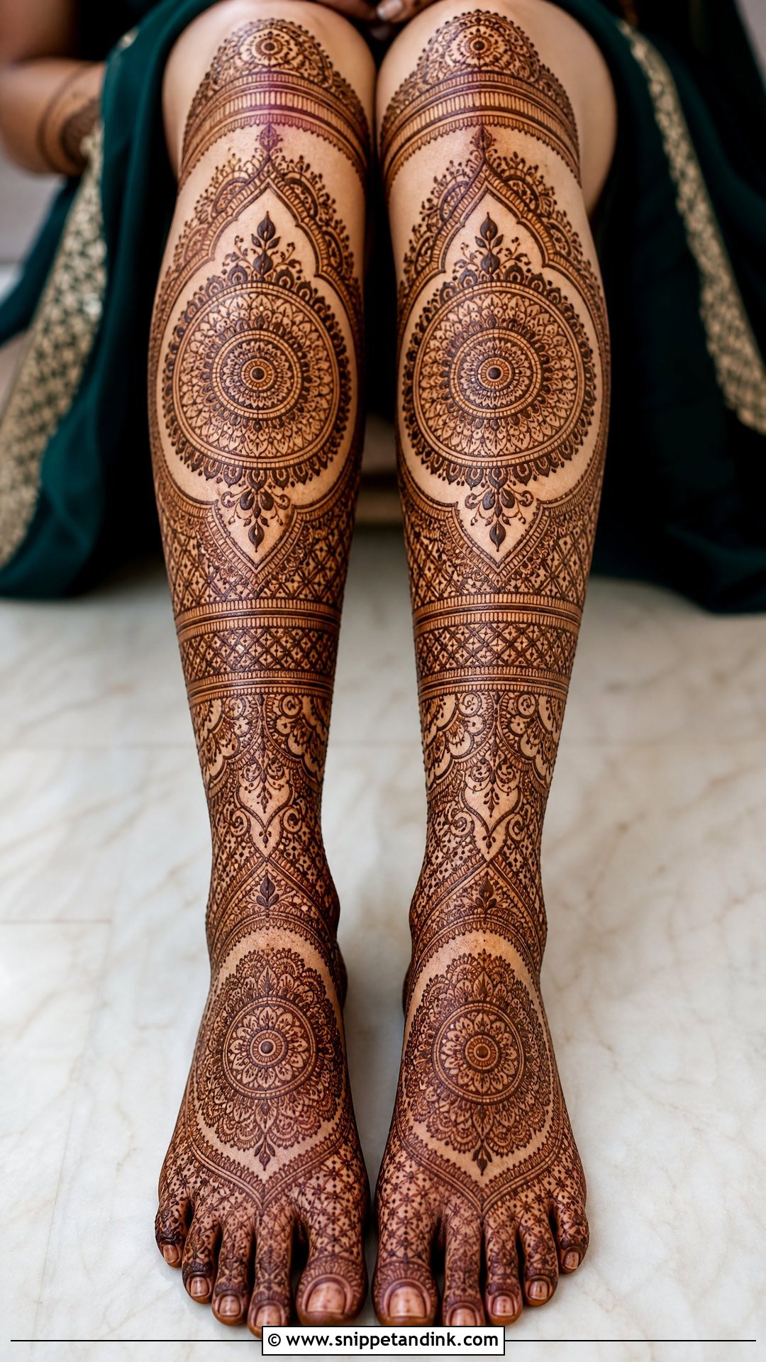 Full Leg Bridal Mehndi With Mandala - Snippet and Ink - 20 Bridal Full Legs Mehndi Design Ideas