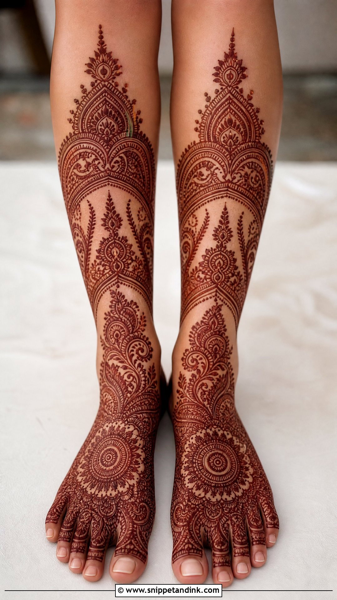 Full Leg Bridal Mehndi With Mandala - Snippet and Ink - 20 Bridal Full Leg Mehndi Designs
