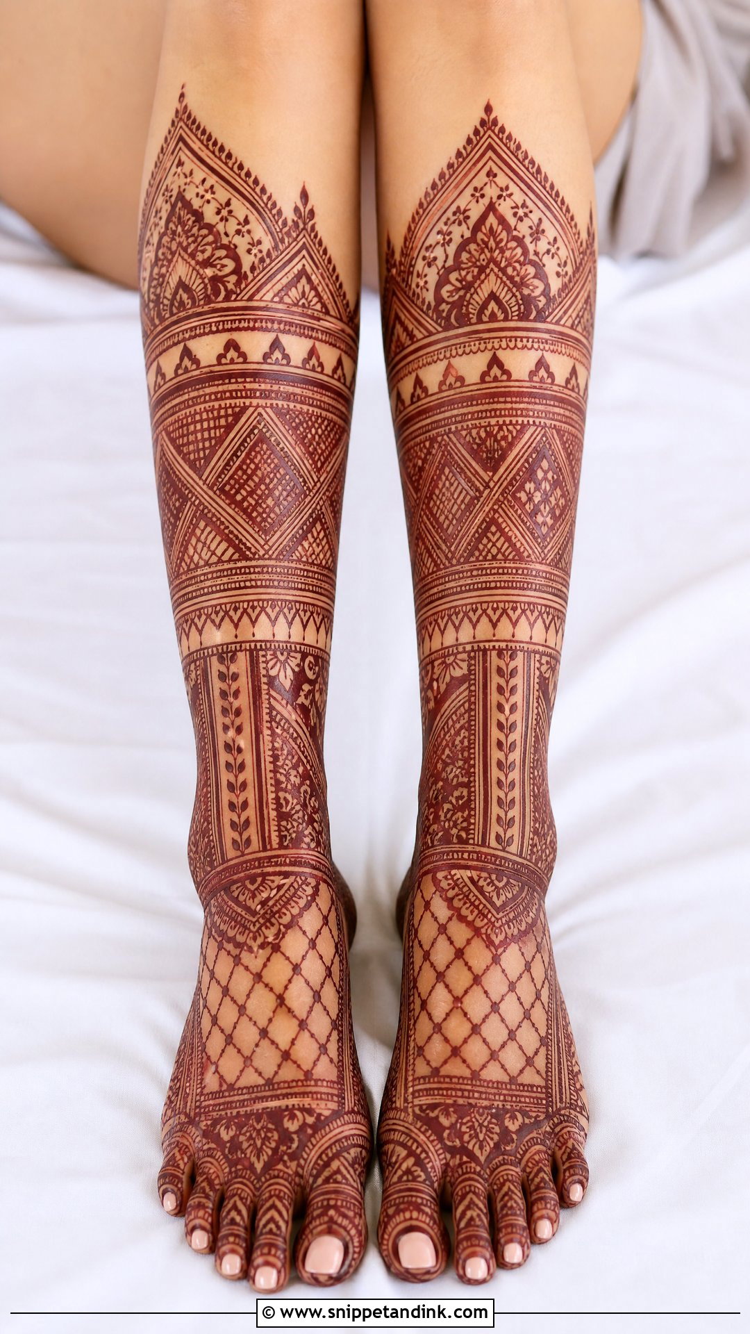 Full Leg Bridal Mehndi With Moroccan Pattern - Snippet and Ink - 20 Bridal Full Legs Mehndi Design Ideas
