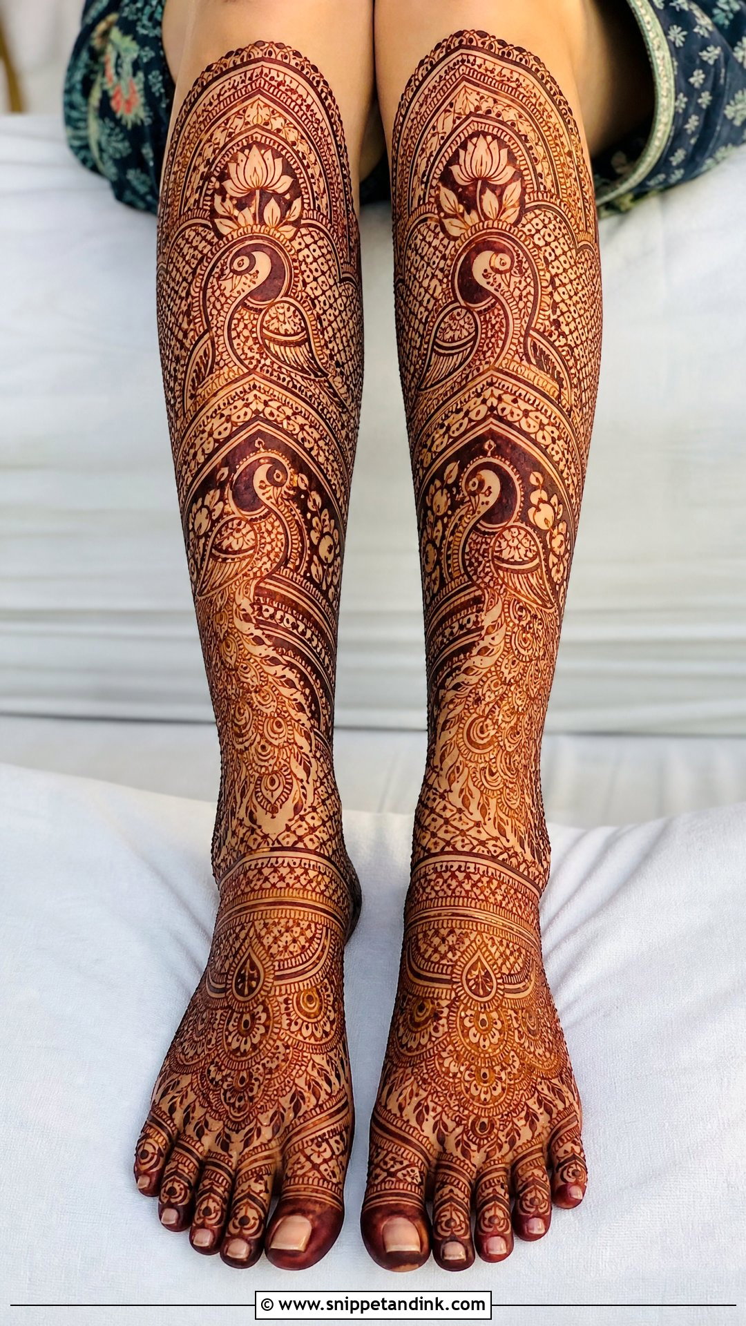 Full Leg Bridal Mehndi With Peacock - Snippet and Ink - 20 Bridal Full Legs Mehndi Design Ideas