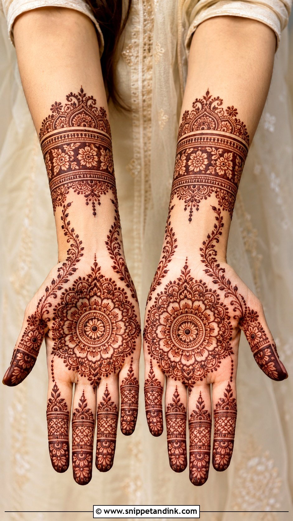 Full Palm Back To Front Mehndi Design - Snippet and Ink - 30 Full Palm Mehndi Design Ideas