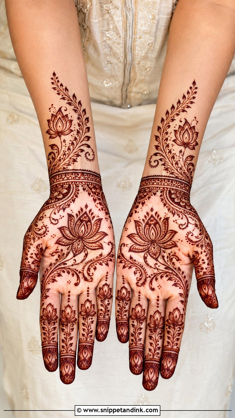 Full Palm Lotus Mehndi Design - Snippet and Ink - 30 Full Palm Mehndi Design Ideas