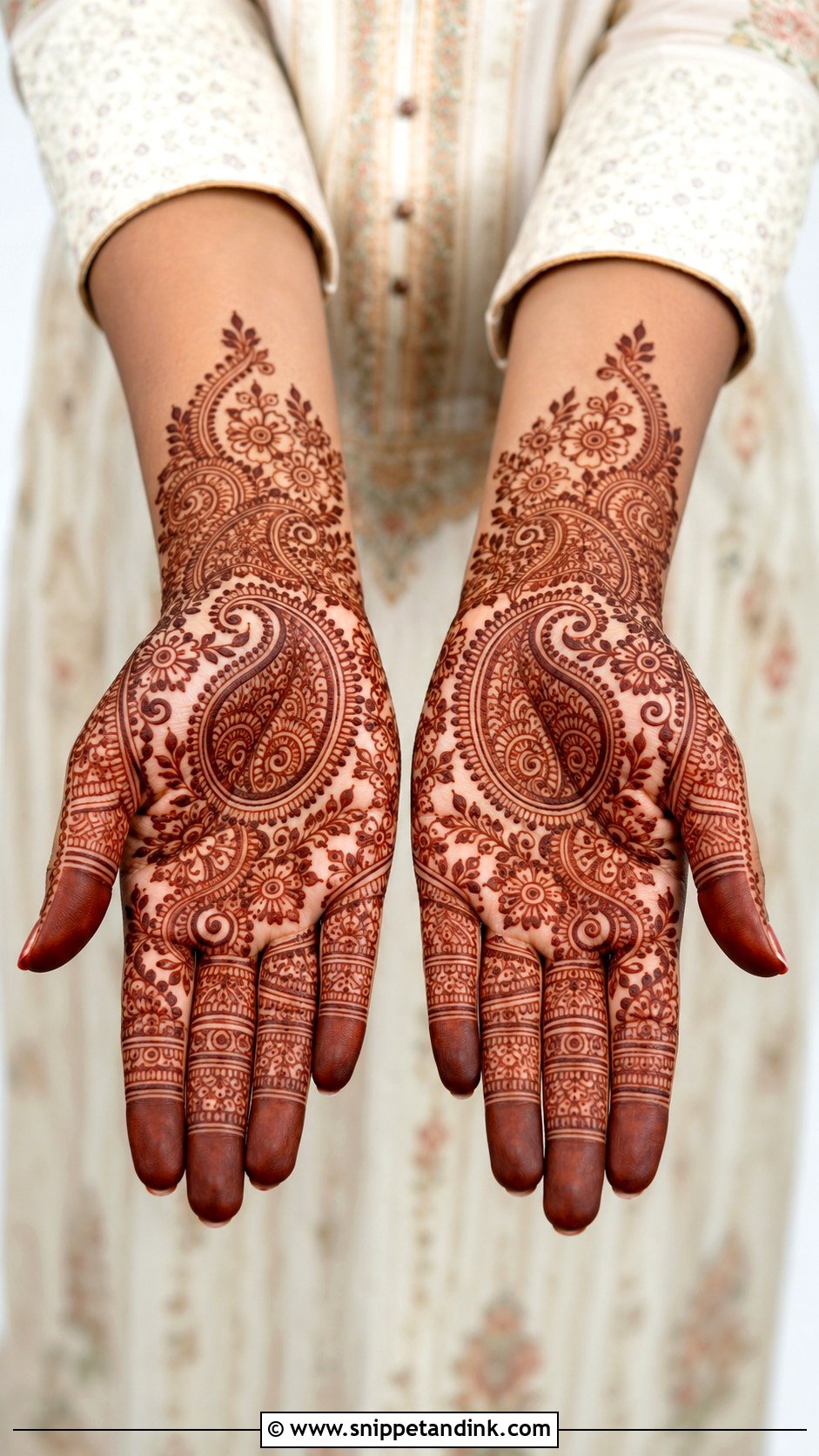 Full Palm Paisley Mehndi Design - Snippet and Ink - 30 Full Palm Mehndi Design Ideas