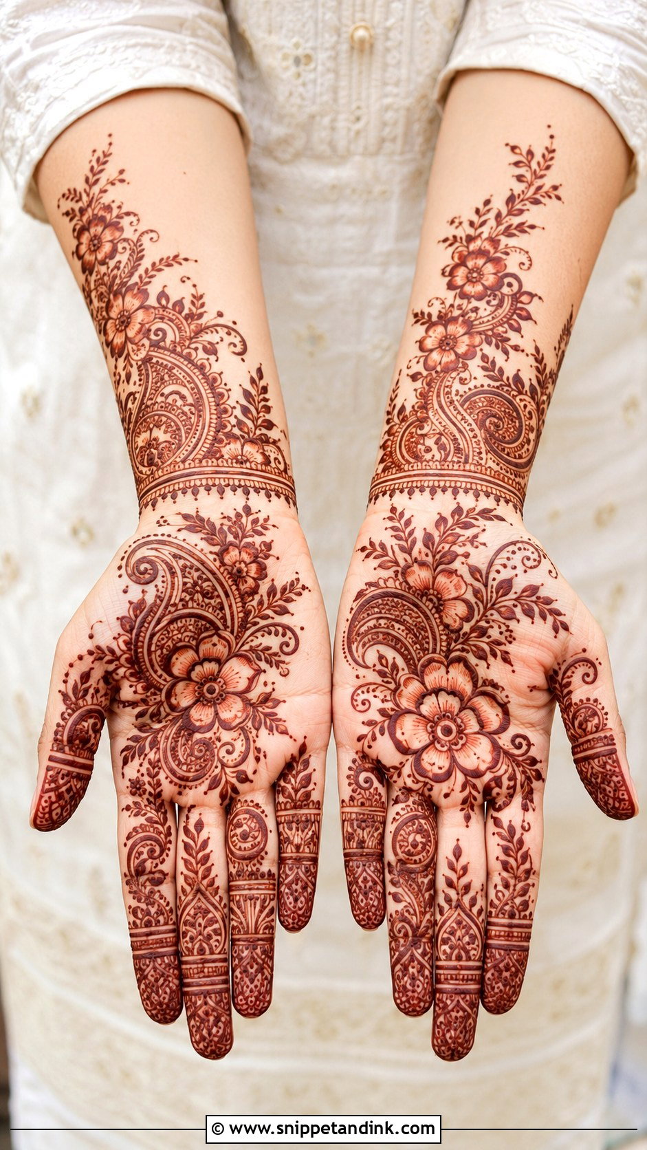 Full Palm Wedding Guest Mehndi Design - Snippet and Ink - 30 Full Palm Mehndi Design Ideas