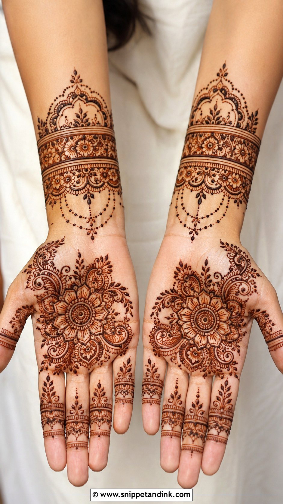 Full Palm Wrist Cuff Mehndi Design - Snippet and Ink - 30 Full Palm Mehndi Design Ideas