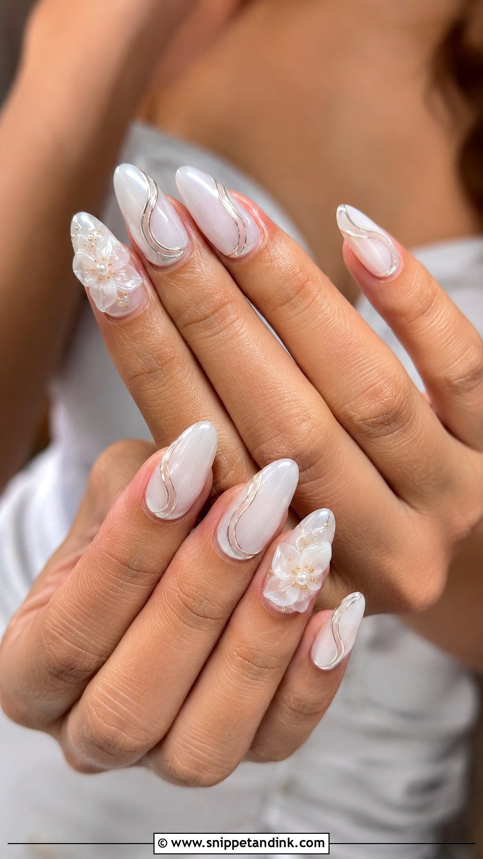 Funky Bridal 3D Flower Nails - Snippet and Ink - 20 Funky Bridal Nails