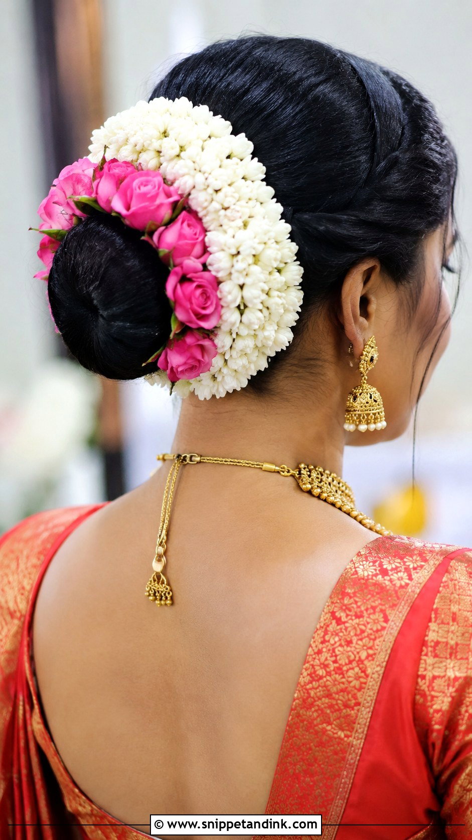 Gajra And Rose Bun - Snippet and Ink - 25 Indian Weddings Bridal Hairstyles