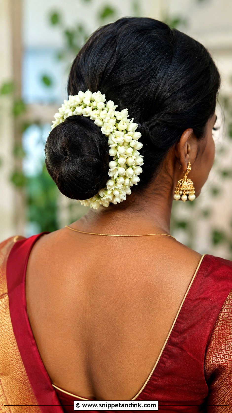 Gajra Bun Bridesmaid Hairstyle for Saree - Snippet and Ink - 25 Bridesmaid Hairstyles for Saree
