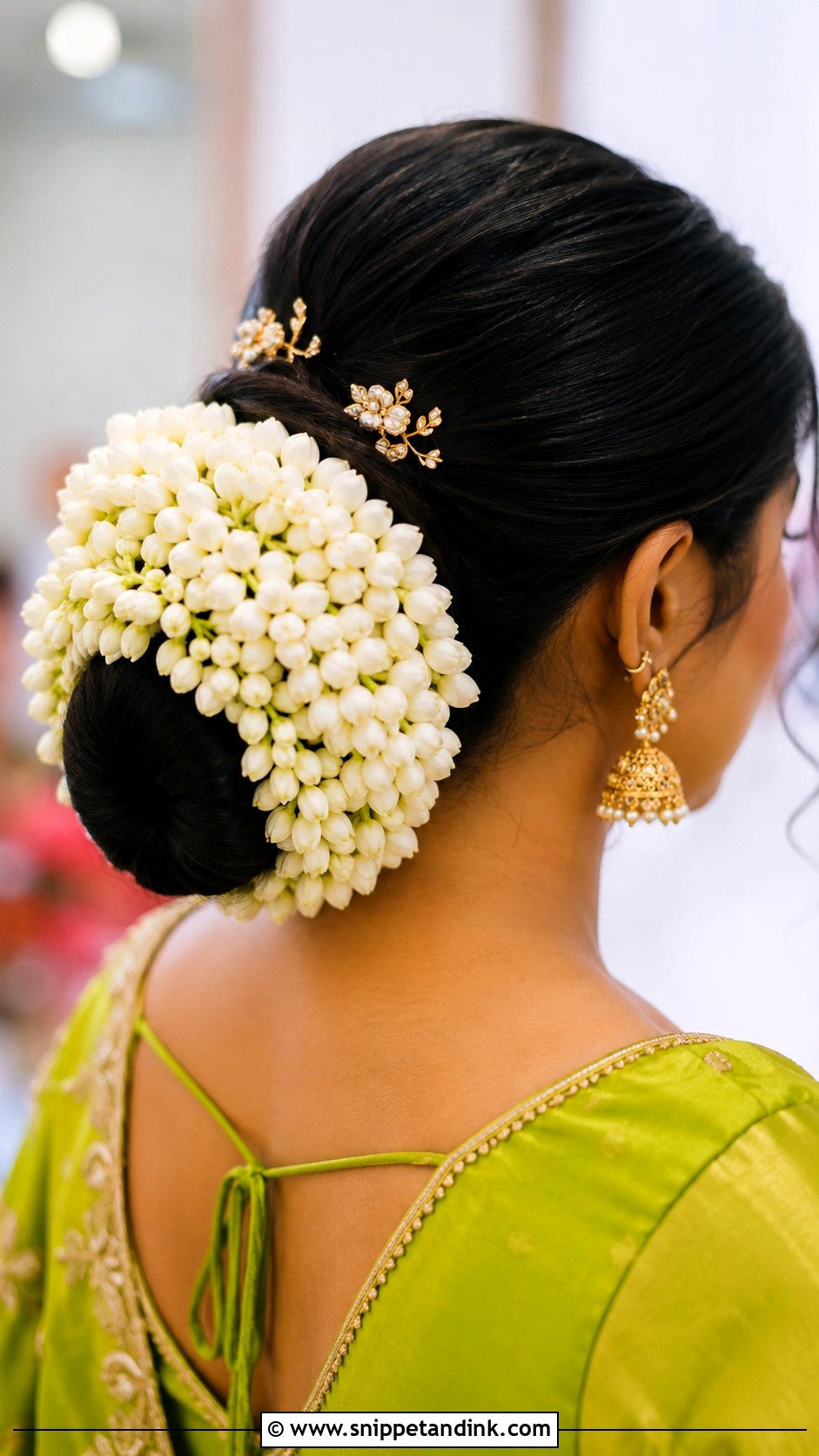 Gajra Bun For Mehndi Bride - Snippet and Ink - 15 Mehndi Bridal Hairstyle Ideas